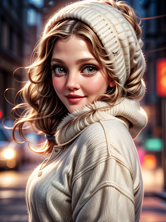 {Drew Barrymore, linda, neve, frio, cachecol, toca,