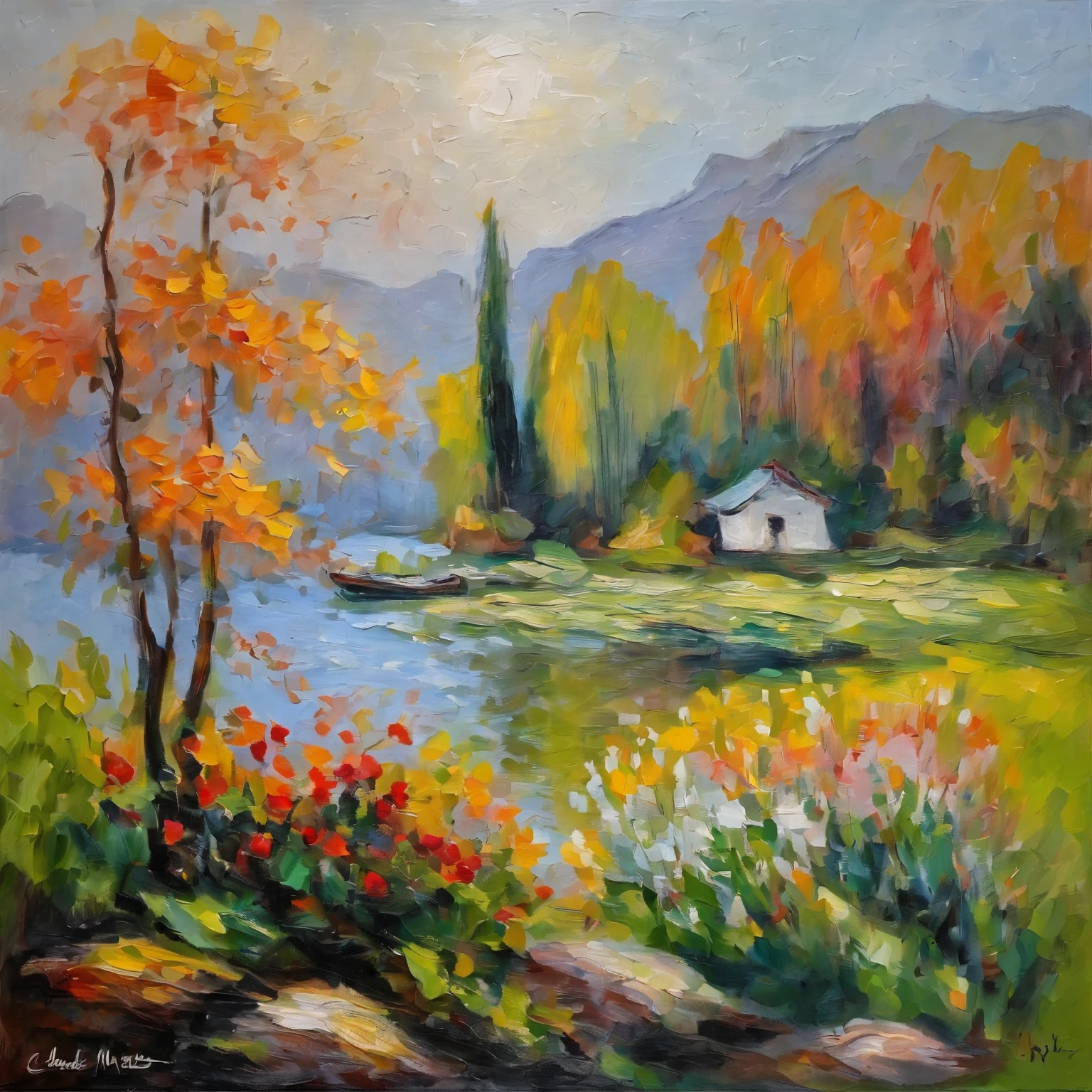 Claude Monet Style、Draw what kind of picture Claude Monet would have painted if he had visited Japan in 1900 and painted a Japanese castle.