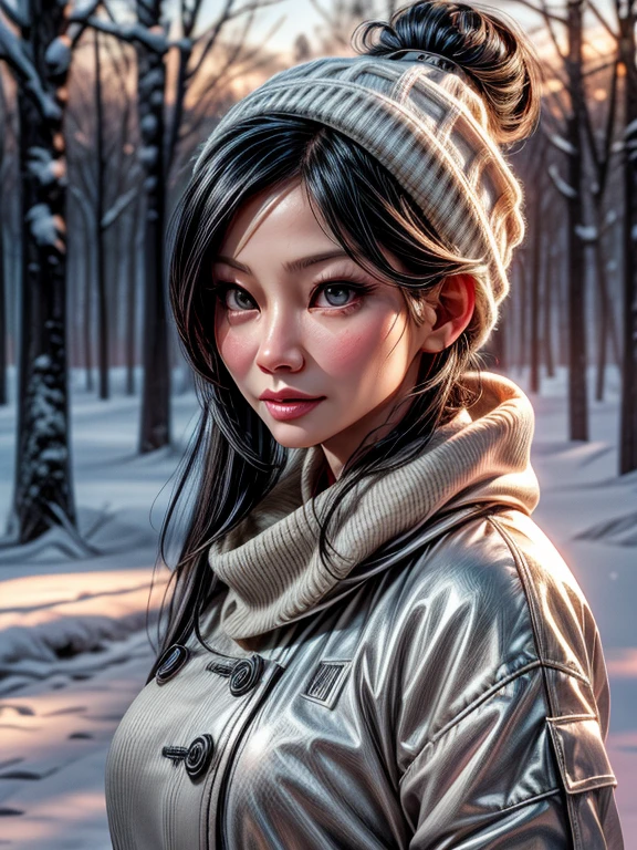 {Lucy Liu, linda, neve, frio, cachecol, toca,