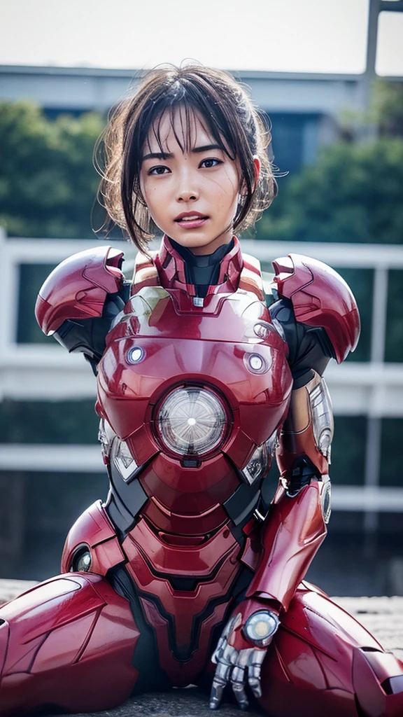 最high quality　8k Iron Man Suit Girl、、、****************** girl、　Hyperrealism, Super detailed, high quality, Anatomically correct, 16k, High resolution, Textured skin、Ultra short hair、boyish、、Sweaty、Red and Black　Spread your legs wide　I can see the vagina　Sitting cross-legged　Very Short Hair　Black Hair　Drooling from the mouth　look up　profile　Sweat dripping　((Help me get changed))smile　　Soaking wet　Steam coming from the head　Turn your back　(Yoga poses) Full body portrait　Armor up to the neck