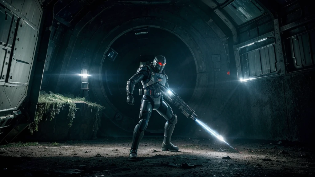 (Masterpiece: 1.3), (8k, realistic, RAW photo, best quality: 1.4),a space solider, euip nova suit, fighting to unknown creatures, and solider have a plasma gun, shooting all the unknown creature, the surrounding area is under the spaceship, alien creatures in spaceship, the situation is do or die, fully realistic Picture