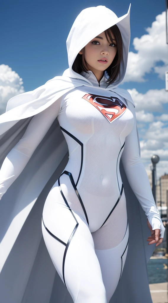 (white superhero theme, Attractive, There&#39;s a girl at the top of town, Wearing a spider Gwen costume, Be a superhero), [ ((25 years old), (Long white hair: 1.2), whole body, (blue eyes: 1.2), A show of force, Jump from one building to another), ((Sandy urban environment): 0.8)| (city View, night, Dynamic Lighting)Hermosos blue eyes claros realistas; beautiful white teeth, a happy expression, attractive, Create the most beautiful and perfect face in the world, Hand Painted, meticulously, Highest quality, 3D 8K, Perfect fair skin, Beautiful appearance, Multicolor Liquid Acrylic, Wet marble body, Michael Gamache, Daniel F. Gerhartz, movie lighting, Waterfall scene, Volumetric Lighting, Clean and smooth art, Soft Pulp Adventure , Gorgeous pattern, Stylish organic frames, Surrealism, masterpiece收藏, Realistic色彩, wet gouache. Highest quality, More detailed 8K.Unreal Engine:1.4,Ultra HD,La best quality:1.4, Realistic:1.4, Texture:1.4, masterpiece:1.8,masterpiece, best quality,Object Object], (Facial features are detailed:1.3),(Gwen:1.4)