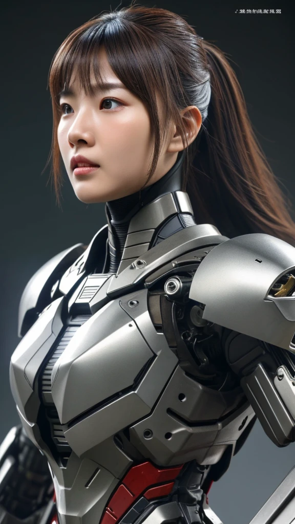 Mechanical Warrior, Armored combat suit, Detailed mechanical design, Amazing engineering art, Beautiful fine details, Beautiful lip detail, Highly detailed eyes and face, (highest quality,4K,8k,High resolution,masterpiece:1.2), Super detailed, (Realistic,photoRealistic,photo-Realistic:1.37), Futuristic combat, advanced technology, Weapons of the Future, Strong posture, Metal armor, Robust mechanical beauty, High Tech War, Titanium alloy construction.Chiquita Berry Short Sweaty face Steam from the head