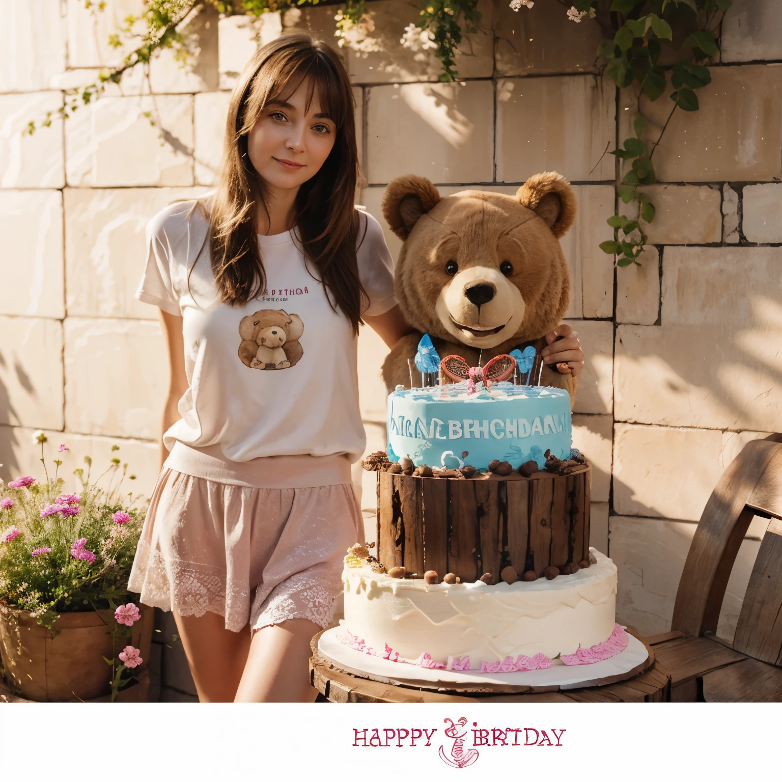 Masha and the Bear image to print that says happy birthday victoria