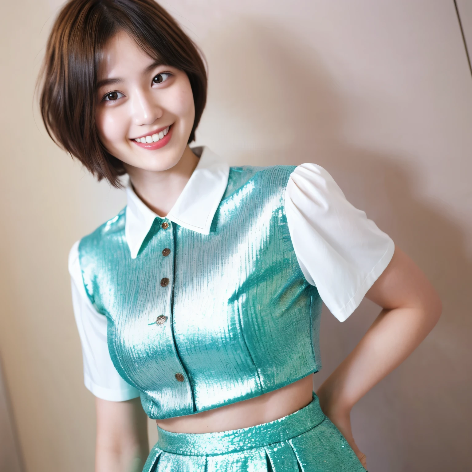 226 Short Hair, 20-year-old woman, A kind smile, (flashy short sleeve outfit)