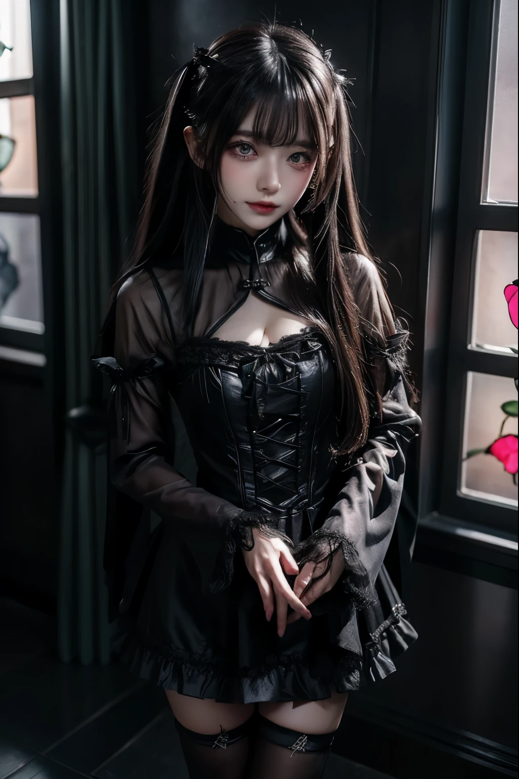 ハードDark Gothicメイク、Deep Night Sky、Horror、Black dark eyeshadow、cry、sad、Good skin radiance、Dark Gothicメイク、Dark smile、palace、The beauty of fragrance、24-years-old、Expressions of intense sexual pleasure、Embarrassed look、Dark Gothic、Obscene language、highest quality、Expression of sexual pleasure amid suffering、Drunk face、紫のMaid clothes、Mysterious、Noble、The face of someone who is holding in the toilet、sexy、Loving smile、Twin tail hair、Right blue eye, Left eye is red、Super seductive pose、Platform Heel Shoes、Heavy makeup、Gothic ta Clothing、A little slimmer、Silver Hair、Long Hair Straight Hair、Cute Gothic Loliress、Beautiful Face、elegant features、Fascinating face、Stained glassが背景、Chest glistening with sweat、The room is dark、goth long dress、Bell Sleeves、Wizard Sleeve、Decadent look、Sexually excited expression、Glossy thighs wet with water、Thighs that are wet and shiny with oil、Background of a room full of roses、sad表情、Rose Maiden、The embroidery is pink、The dress has pink embroidery、Thigh-high socks、Knee-high socks、Gentle expression、Dark black eyeshadow、despicable act、Stained glassと薔薇背景、thighs are a little thin、Female Duo、Female couple、dark church background、Stained glass、Black metal world、Dark Castle、Dark Room、Slender body、upright、walk、Are standing、gothic long dresaid clothes、Victorian dresses、Her thighs glisten with sweat、My body is wet and shiny、Lots of glitter on the thighs、sweating、My thighs are sticky from sweating、Sweat glistens on the thighs, The whole body is sweaty and shiny、Quite sweaty、My thighs are sweaty、My thighs are so wet、My thighs are shining with sweat、A lot of sweat glistens all over the body、The thighs are the best、Thighs are glamorous、Small breasts、