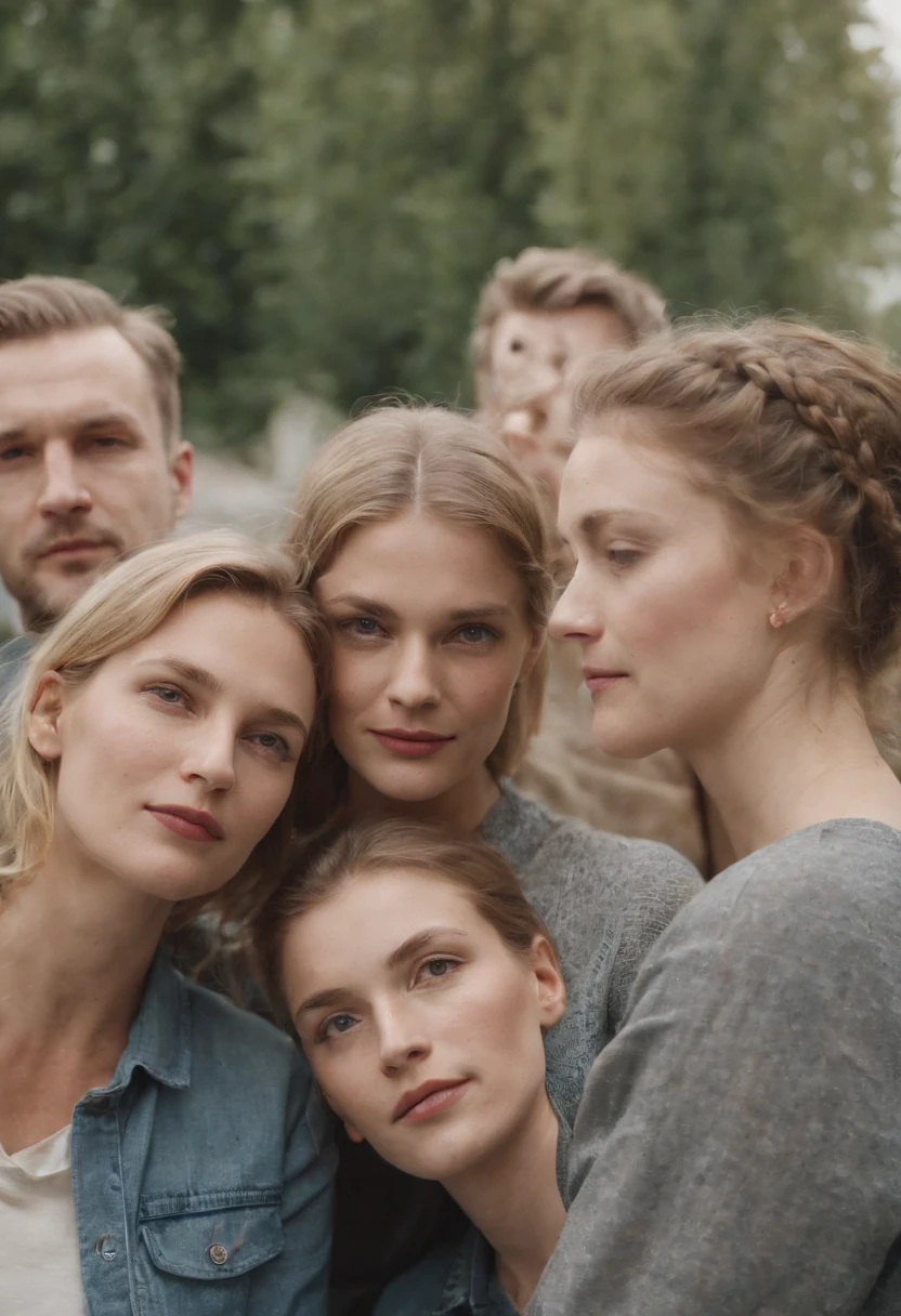 group of germans n a residential area, german focusing on the characters' faces.