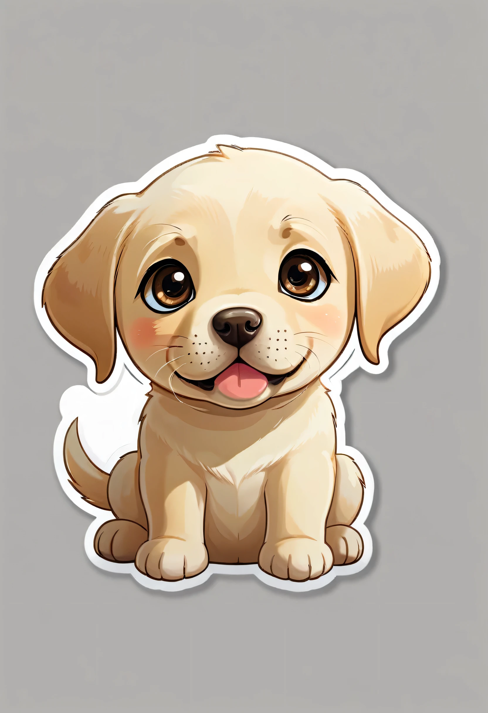 1 sticker, puppy, Labrador Retriever, Round eyes, Cute eyes, Cute gestures, Cute expression, Simple Background