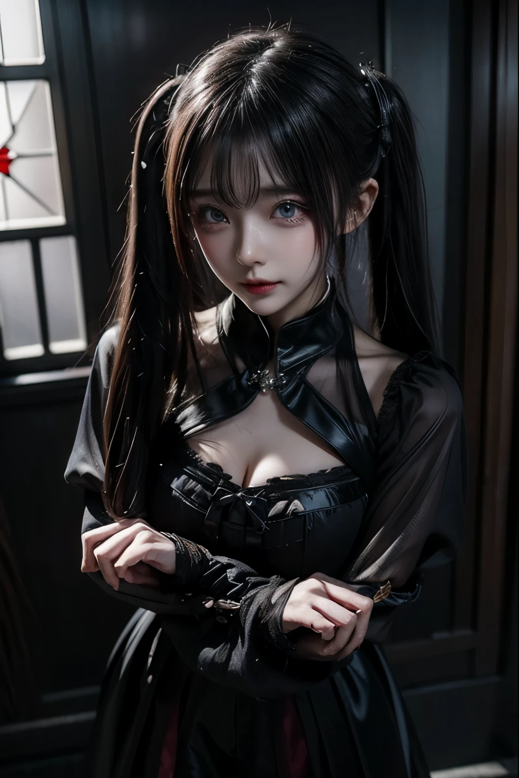 ハードDark Gothicメイク、Deep Night Sky、Horror、Black dark eyeshadow、cry、sad、Good skin radiance、Dark Gothicメイク、Dark smile、palace、The beauty of fragrance、24-years-old、Expressions of intense sexual pleasure、Embarrassed look、Dark Gothic、Obscene language、highest quality、Expression of sexual pleasure amid suffering、Drunk face、紫のMaid clothes、Mysterious、Noble、The face of someone who is holding in the toilet、sexy、Loving smile、Twin tail hair、Right blue eye, Left eye is red、Super seductive pose、Platform Heel Shoes、Heavy makeup、Gothic ****ta Clothing、A little slimmer、Silver Hair、Long Hair Straight Hair、Cute Gothic ****ta Dress、Beautiful Face、elegant features、Fascinating face、Stained glassが背景、Chest glistening with sweat、The room is dark、goth long dress、Bell Sleeves、Wizard Sleeve、Decadent look、Sexually excited expression、Glossy thighs wet with water、Thighs that are wet and shiny with oil、Background of a room full of roses、sad表情、Rose Maiden、The embroidery is pink、The dress has pink embroidery、Thigh-high socks、Knee-high socks、Gentle expression、Dark black eyeshadow、despicable act、Stained glassと薔薇背景、thighs are a little thin、Female Duo、Female couple、dark church background、Stained glass、Black metal world、Dark Castle、Dark Room、Slender body、upright、walk、Are standing、gothic long dresaid clothes、Victorian dresses、Her thighs glisten with sweat、My body is wet and shiny、Lots of glitter on the thighs、sweating、My thighs are sticky from sweating、Sweat glistens on the thighs, The whole body is sweaty and shiny、Quite sweaty、My thighs are sweaty、My thighs are so wet、My thighs are shining with sweat、A lot of sweat glistens all over the body、The thighs are the best、Thighs are glamorous、Small breasts、