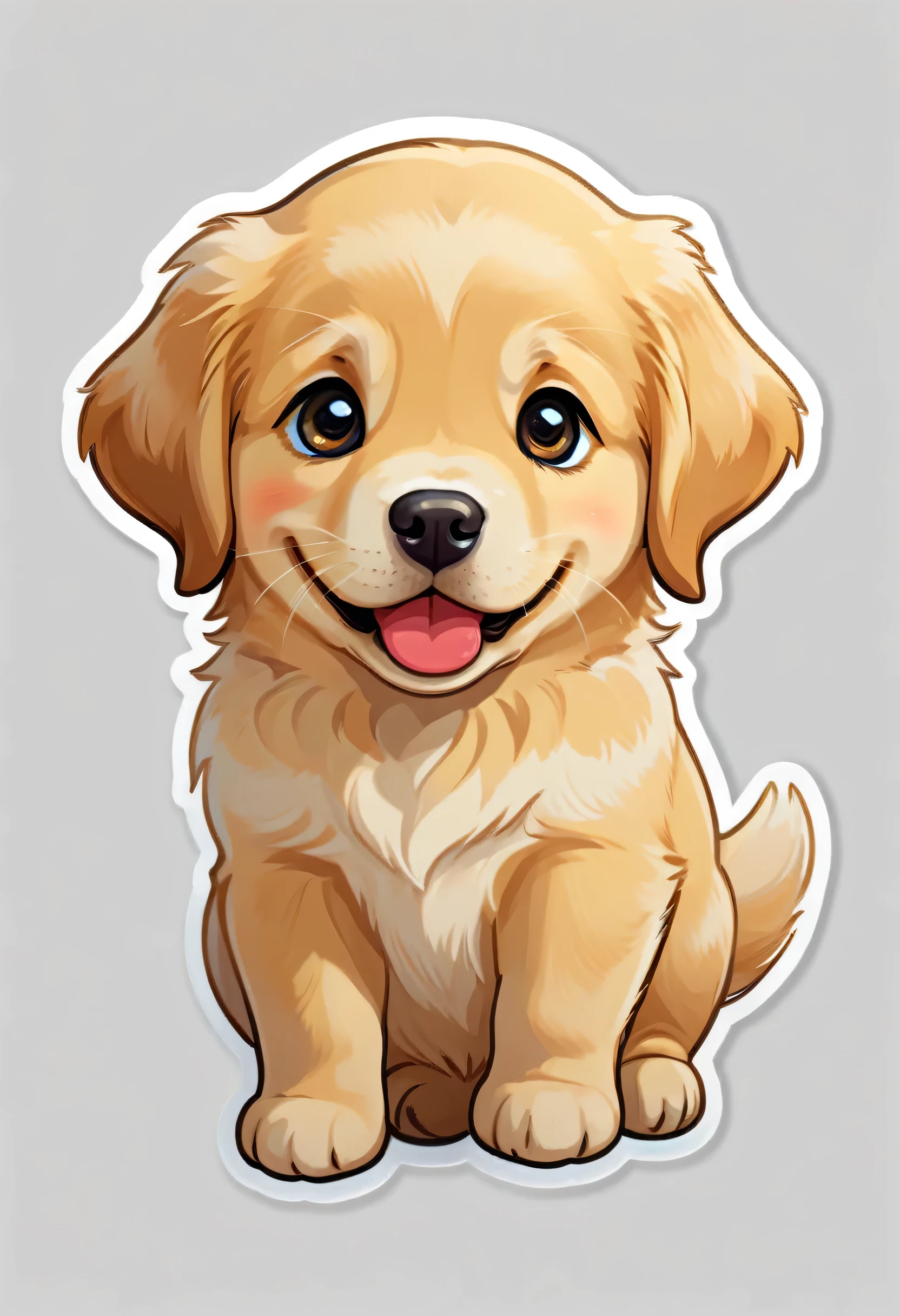 1 sticker, puppy, Golden Retriever, Round eyes, Cute eyes, Cute gestures, Cute expression, Simple Background