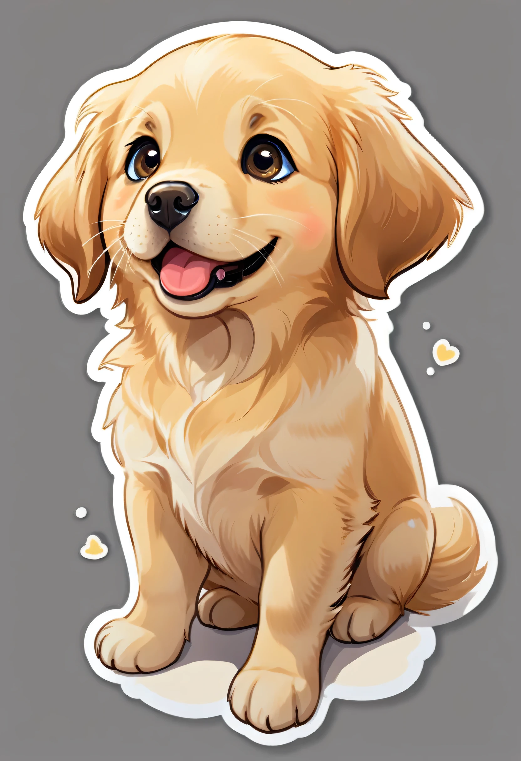 1 sticker, puppy, Golden Retriever, Round eyes, Cute eyes, Cute gestures, Cute expression, Simple Background