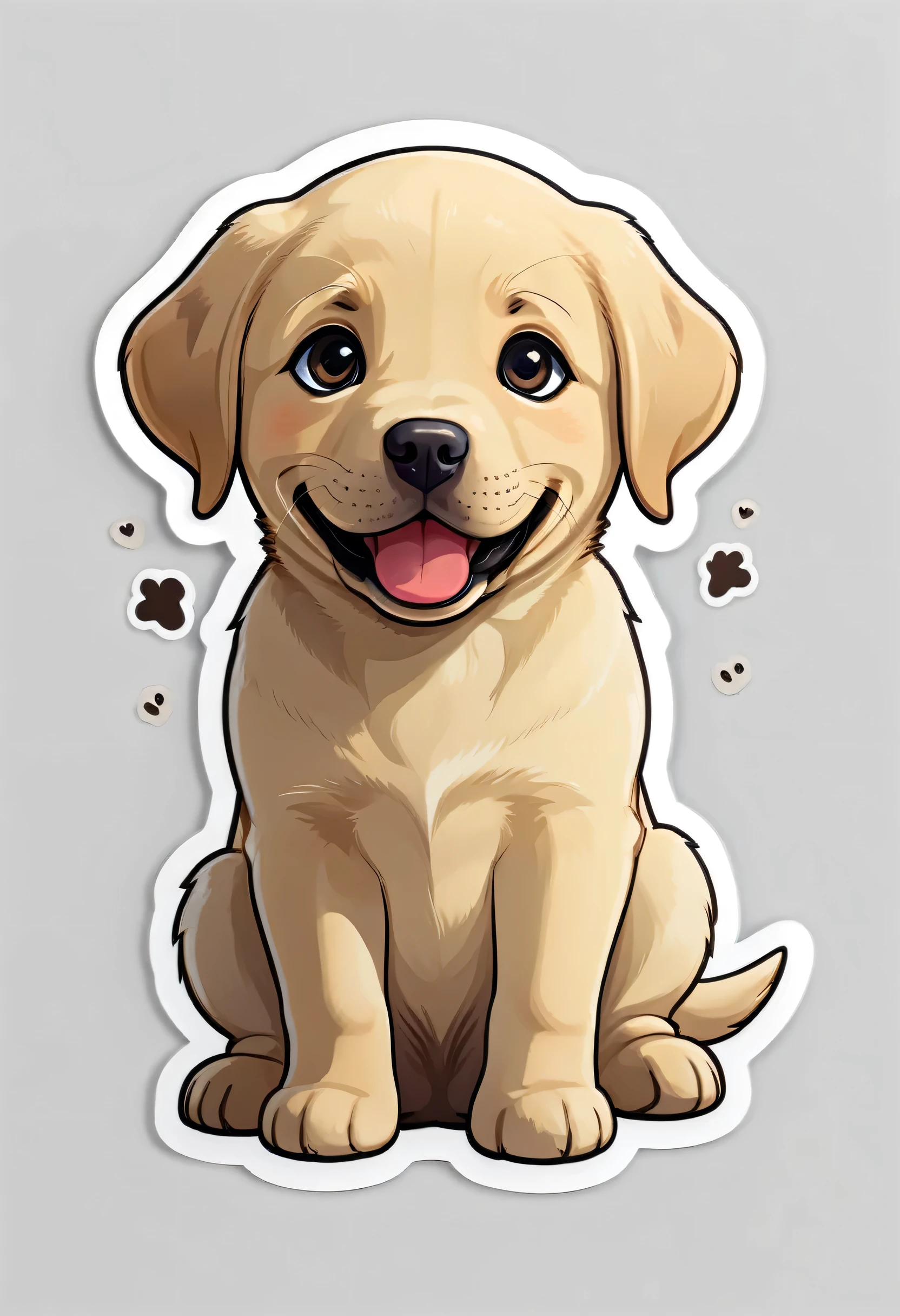 1 sticker, puppy, Labrador Retriever,Black, Round eyes, Cute eyes, Cute gestures, Cute expression, Simple Background