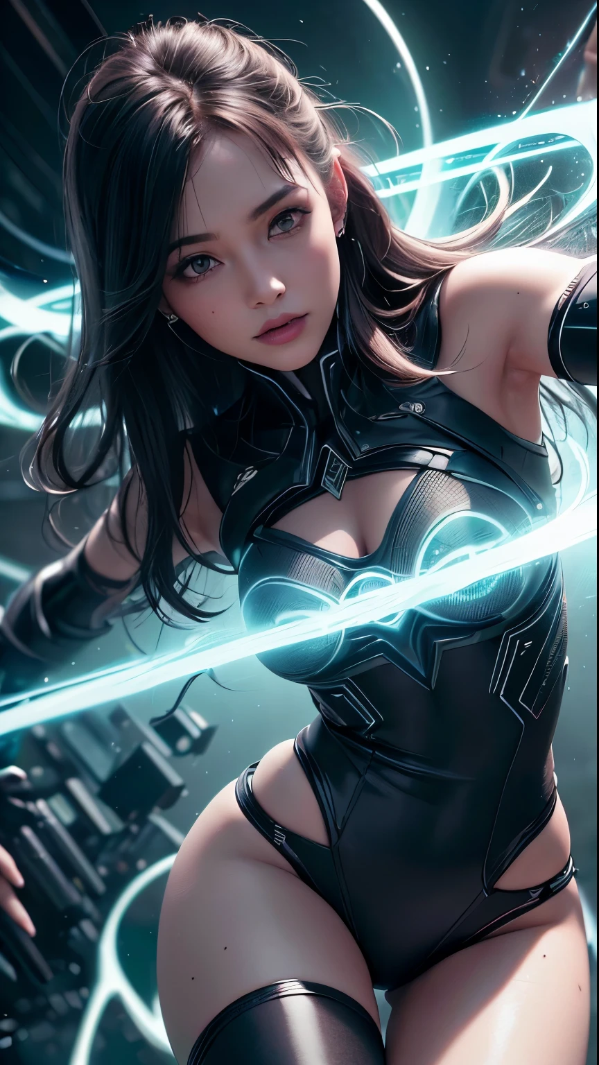 ((Mejor calidad)), ((obra maestra)), (detallado: 1.4), 3D, una imagen de una hermosa mujer ciberpunk con traje de batman con cabello grueso y voluminoso, light particules, Pure energy, caos, antitech, HDR (High Dymanic Range), Ray Tracing ,NVIDIA RTX, Super-Resolution, Unreal 5, Subsurface dispersion, Texturizado PBR, Posprocesamiento, Anisotropic filtering, Profundidad de campo, Maximum clarity and sharpness, Texturas multicapa, Albedo y mapas especulares, Sombreado de superficie, Accurate simulation of light-material interaction,Proporciones perfectas,Octane representation,two tone lighting,Apertura amplia,ISO bajo,Balance de blancos,Regla de los tercios,RAW 8K