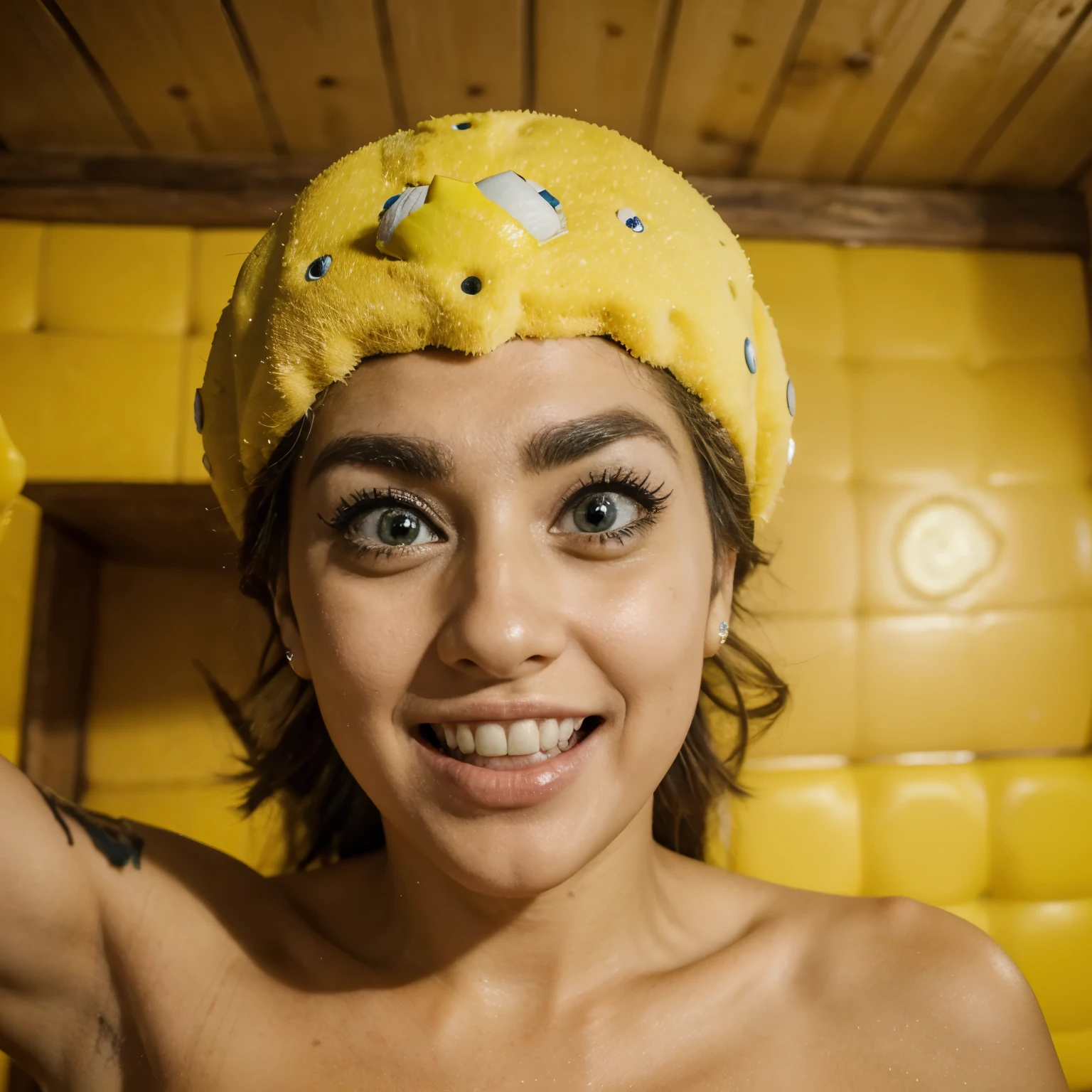 ((melhor qualidade)),(detalhado), SpongeBob From evi lwith pointy, bloody teeth, big eyes and hairy Eyebrows