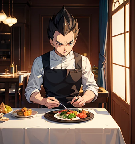 Vegeta, Capsule Corporation Kitchen Background, sitting at a table, spicy food plate, detailed facial features, intense gaze, Vegeta's signature hairstyle, muscular build, Saiyan armor, casual attire, elevated perspective, vibrant colors, realistic rendering, professional quality, detailed textures, dynamic lighting, attractive composition, food steam, mouth-watering presentation, steamy kitchen atmosphere, intricate tableware, modern design, high-end appliances, futuristic technology, spotless cleanliness, appealing food arrangement, tantalizing spices, aromatic aroma, appetizing plating, culinary expertise, gastronomic delight, culinary exploration, mouthwatering delicacies, carefully chosen ingredients, exotic flavors, spicy heat, fiery sensation, sizzling sensation, impeccable seasoning, tasteful presentation, exquisite garnish, meticulous attention to detail, perfectly cooked food, inviting ambiance, the sound of clinking utensils, cheerful conversations, enjoyable dining experience, the joy of gastronomy. (best quality, 2d anime'90), captivating artwork, artistry, fusion of flavors, culinary masterpiece, appetizing cuisine. Ultra Dragon ball
Anime yorld 90 style anime