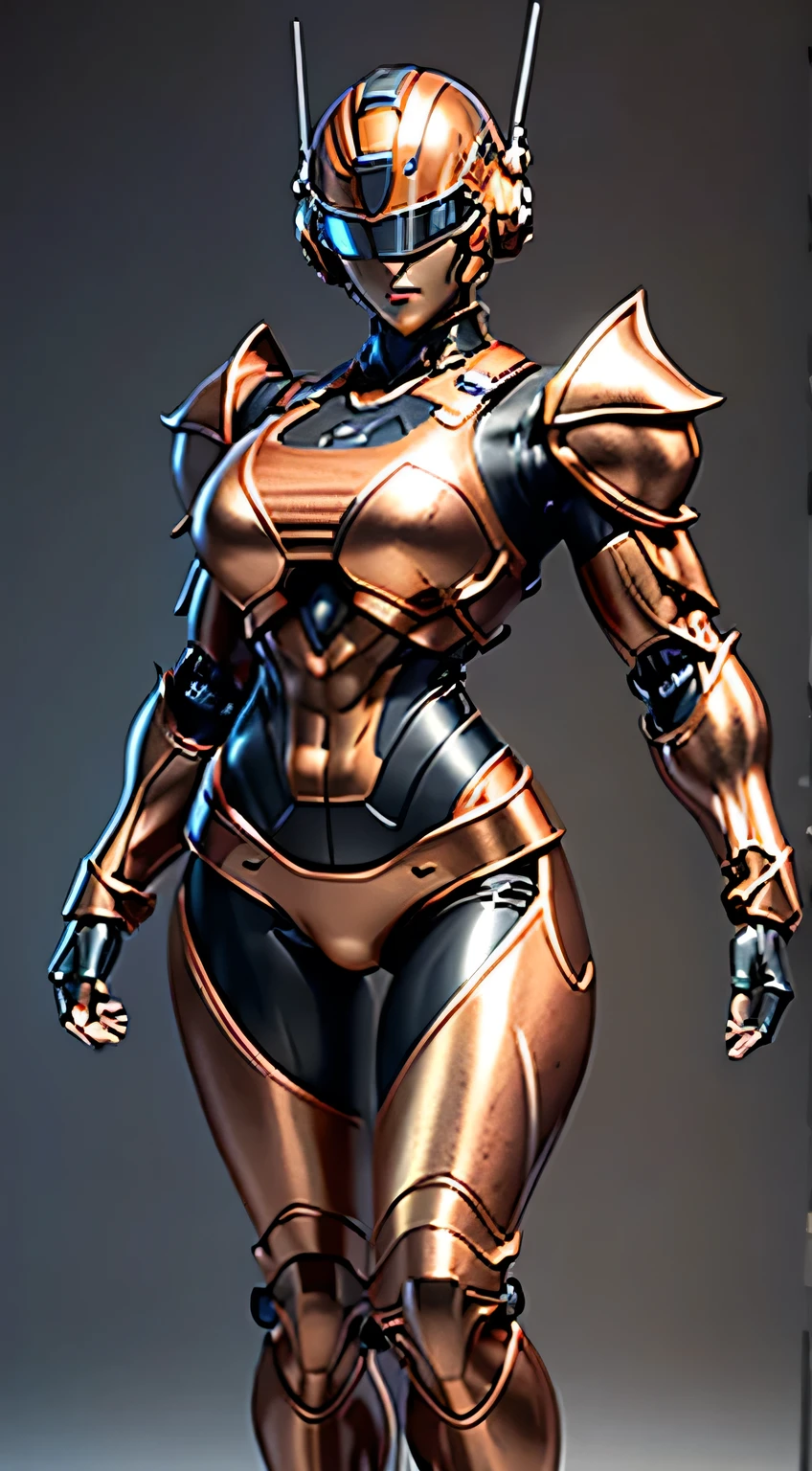 Female Robocop Solo、Bright outdoors、strong light source、8k, high quality, masterpiece, 最high quality、Very detailed、Full body armor、Very large armor、Helmet covering the head、Clear photos、The eyes are pale, Straight Goggles:1.3、The lower half of the face is meat:1.5、Human skin is exposed from the nose to the face.:5.0、Seductive lips、Passion orange metallic armor、Armor that completely covers the chest、length, Thin legs、Clear, poseable body views,Big and ample breasts:1.5, (Sports Body:1.5)、Five Fingers、Photos of the city