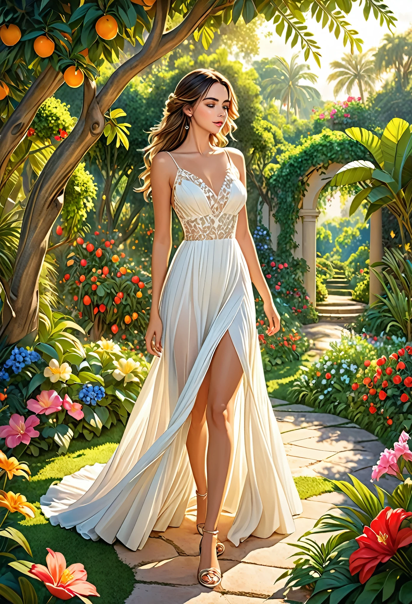 
Claro! Here&#39;s the prompt tweaked to look like hand-drawn art:

"Create a hand-drawn art style image of Ana de Armas in the Garden of Eden. She must be wearing an elegant and ethereal white dress, que complementa sua beleza natural. The Garden of Eden must be a lush paradise, with an abundance of colorful flowers, fruit trees and lush green vegetation. A cena deve ser iluminada por uma luz suave e celestial, giving a magical touch to the environment. Ana de Armas must be surrounded by this idyllic setting, with a serene expression full of admiration for the beauty around him. Art must capture the essence of an enchanted paradise, with intricate details and delicate lines."

