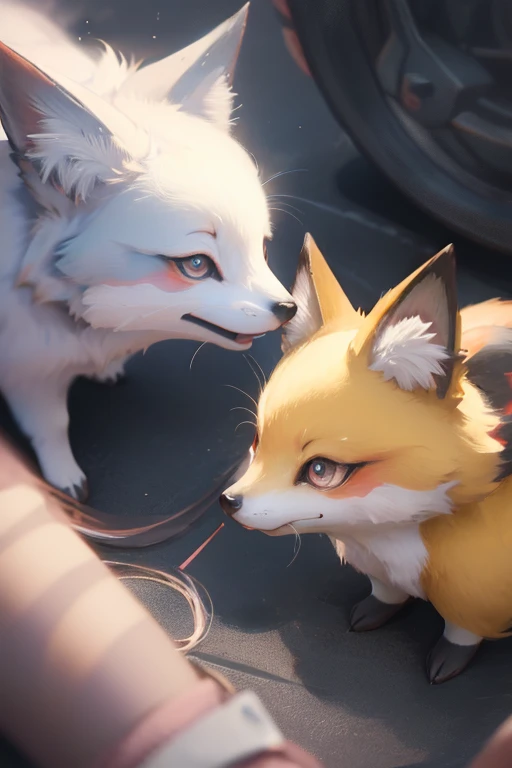 Close-up scene of a bunch of cartoon Pokemon characters，以混乱和各自unique的特色为灵感。Concept illustrations in pixel art and Pokemon style，Show the style of cute Pokémon，mystery、novelty、Earth-type and various other Pokémon。Photos of real life are integrated into the picture，Adds Pokémon-style realism。at the same time，呈现出mystery、Strange and fox-like Pokémon。Drawing on Digimon key art and the work of Ken Sugimori，营造一种mystery、unique、Attractive visual effects。Try to include as much detail as possible，Make the picture high resolution、Ultra-realistic effects。You can also use professional and photography techniques，Highlight the vividness of colors、The natural light and the exquisiteness of the whole picture。
