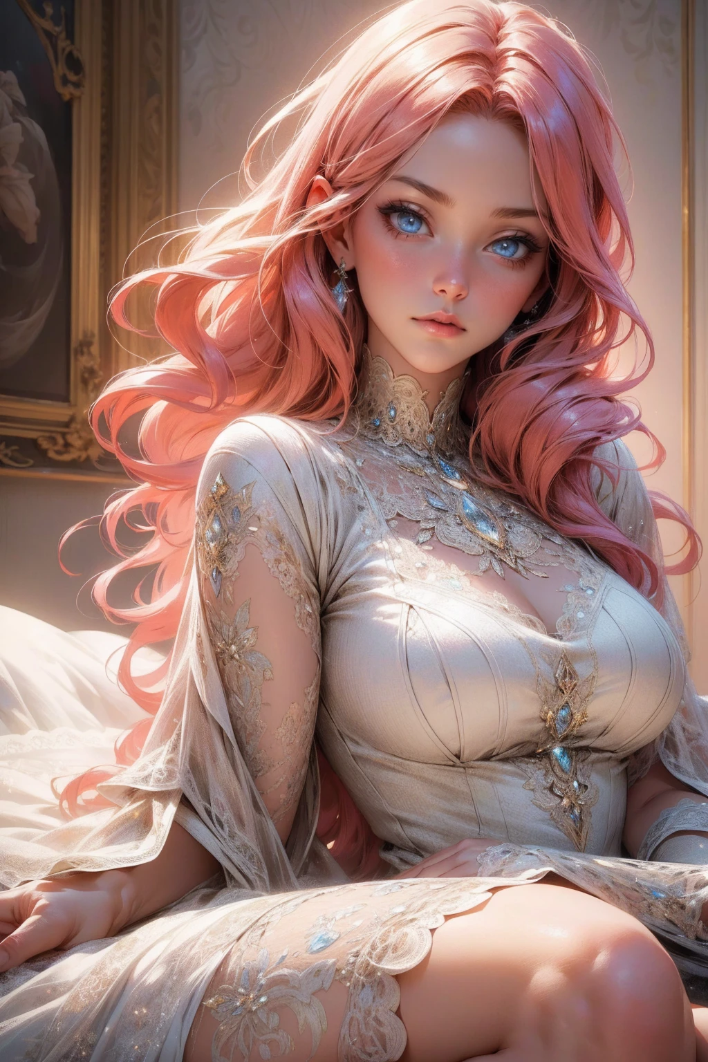 {-erro_de_anatomia:1.0}(best quality,4k,8k,highres,masterpiece:1.2), ultra-detailed, (realistic,photorealistic,photo-realistic:1.37), mature milf, illyasviel von einzbern, redhead hair, upper body, vibrant colors, glowing skin, mesmerizing eyes, elegant pose, enchanting background, delicate lace dress, surreal lighting, ethereal atmosphere, mystical aura, intricate details, artistic medium, digital illustration, fantasy, anime, laying on the floor, backwards, looking back