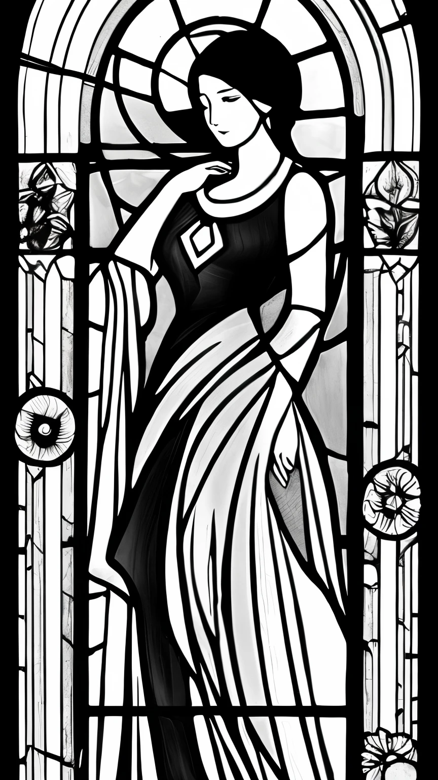 best quality, super fine, 16k, delicate, complex, mysterious, mysterious and bold designs of black and white stained glass, colorless artworks