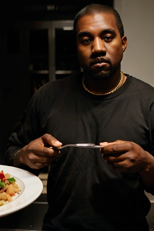 kanye west holding fork