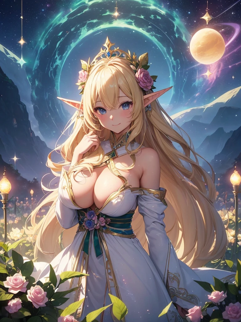 最high quality、1girl ELF
NP: worst quality ,flower fractal art,
rule of thirds composition,
beautiful glow,
romanticism,
the most beautiful form of chaos, various colors, entangled flower, Particle,magical gentle light,smile,sexy,Image quality、masterpiece、Beautiful Face、Super beautiful elf girl((22 year old office lady with big breasts、Bust 90,Beautiful long ironed hair、blonde、height: 165cm。、sexy、Esbian、、high quality、、background((星nullスキー)))、ビジュアルart、Written boundary depth、、Elf Ears、、Lightのmagic、universe、Happy smile、穏やかなLight、Elven Forest、elegant、ticker beautiful decorative、、magic、Light、 null、Beautiful tiara、、myth、nsfw.nude、Pink Rose、A kind smile、wonderful、舞い散るflowerびら、Spectacular landscapes、Beautiful Landscape、universeのmagic、magic陣、magicのLight、Fantasy、flower、super REALITY、Dancing happily、、Grow Fantasy、、mysteryのLight、、Elven Nation、 たくさんのflower、、art、art,mystery,Ultra-high resolution,sexy、