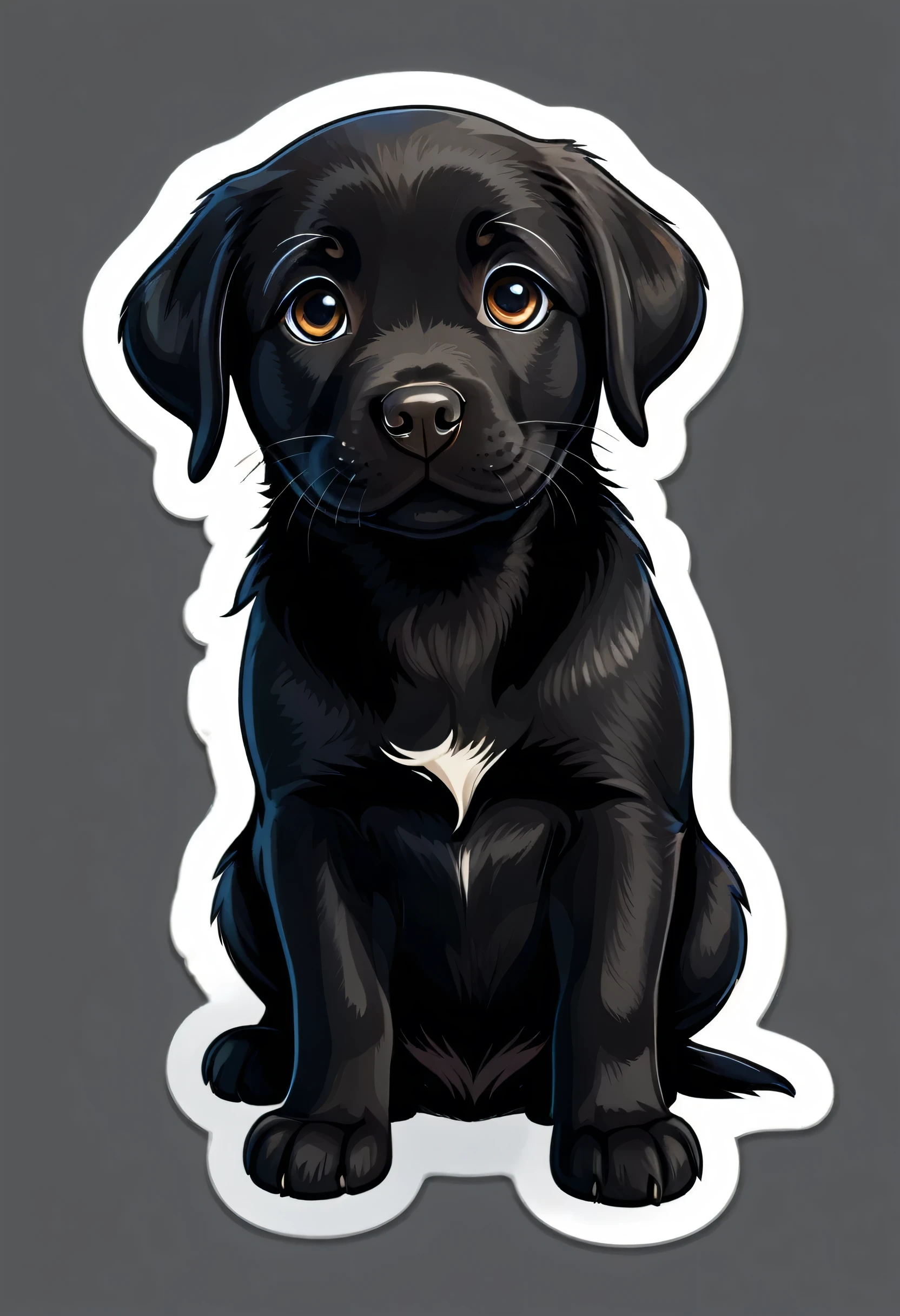 1 sticker, puppy, Black Labrador Retriever,Black,  Round eyes, Cute eyes, Cute gestures, Cute expression, Simple Background