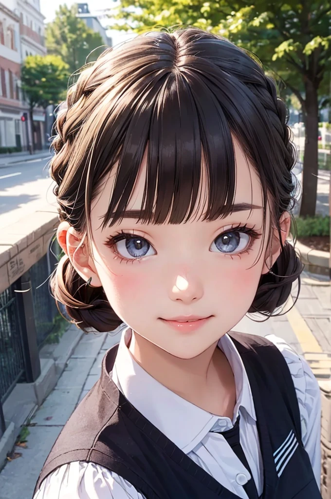 best quality、high resolution、Detailed background、(beautiful face,every detail:1.4)、Anatomically correct、(Detailed facial expressions)、(delicate eyes:1.2)、(delicate eyes:1.uthful and beautiful、(The face is rich in detail:1.4)、Cute color hair color、brown hair、Black Hair、braided ponytails、Braided Bob Cut、Trimmed eyebrows、dark sailor suit、White水手領、Plaid pleated skirt、White、in a joking way、A bright smile、Do cute things、campus trip、You can also take photos with famous landmarks and icons of your travel destinations.、Fits one screen、
(Three beautiful girls take a selfie with the world'The most famous tourist attractions in the background:1.5)