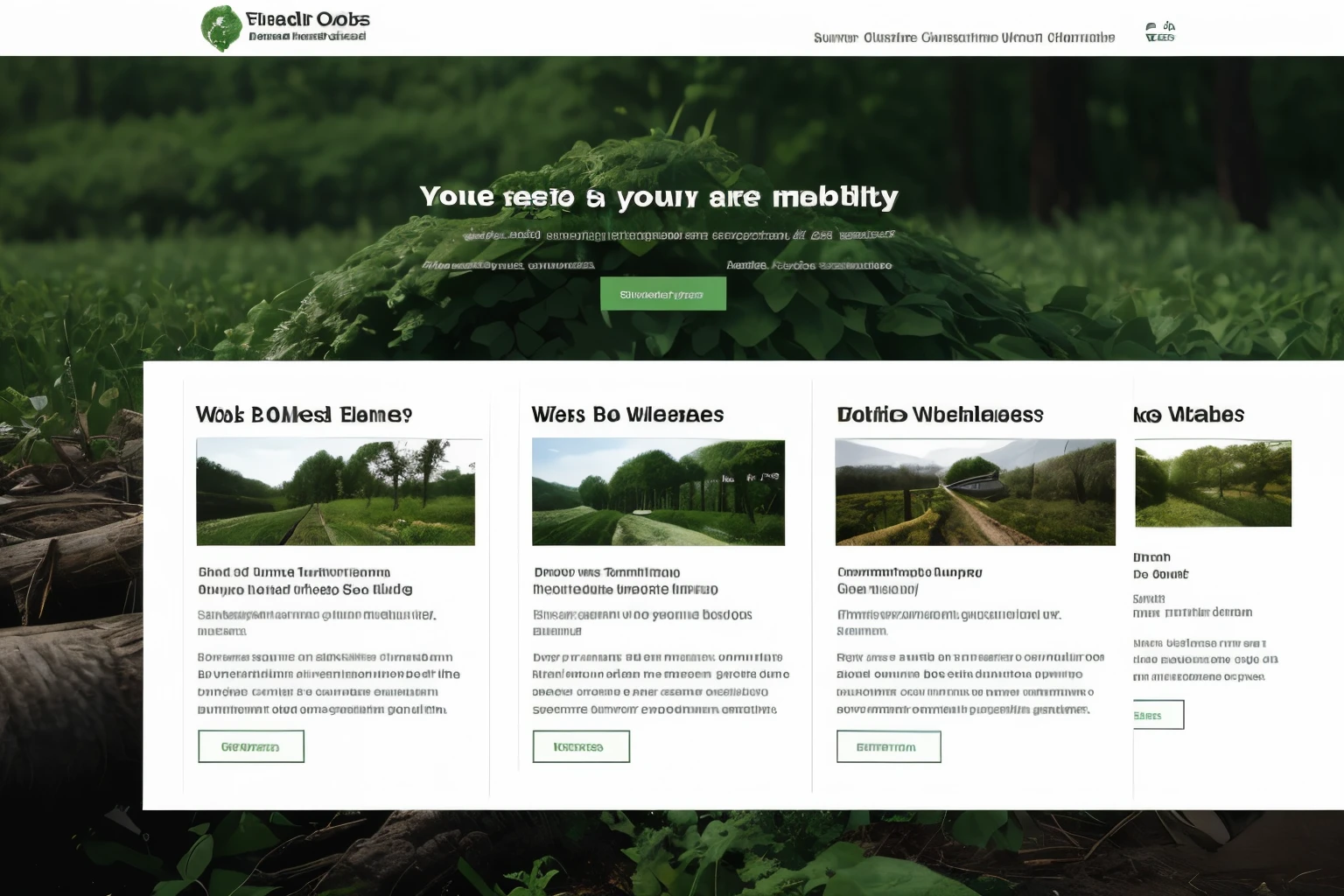 create a website interface with a header based on sustainability and the environment with infographics