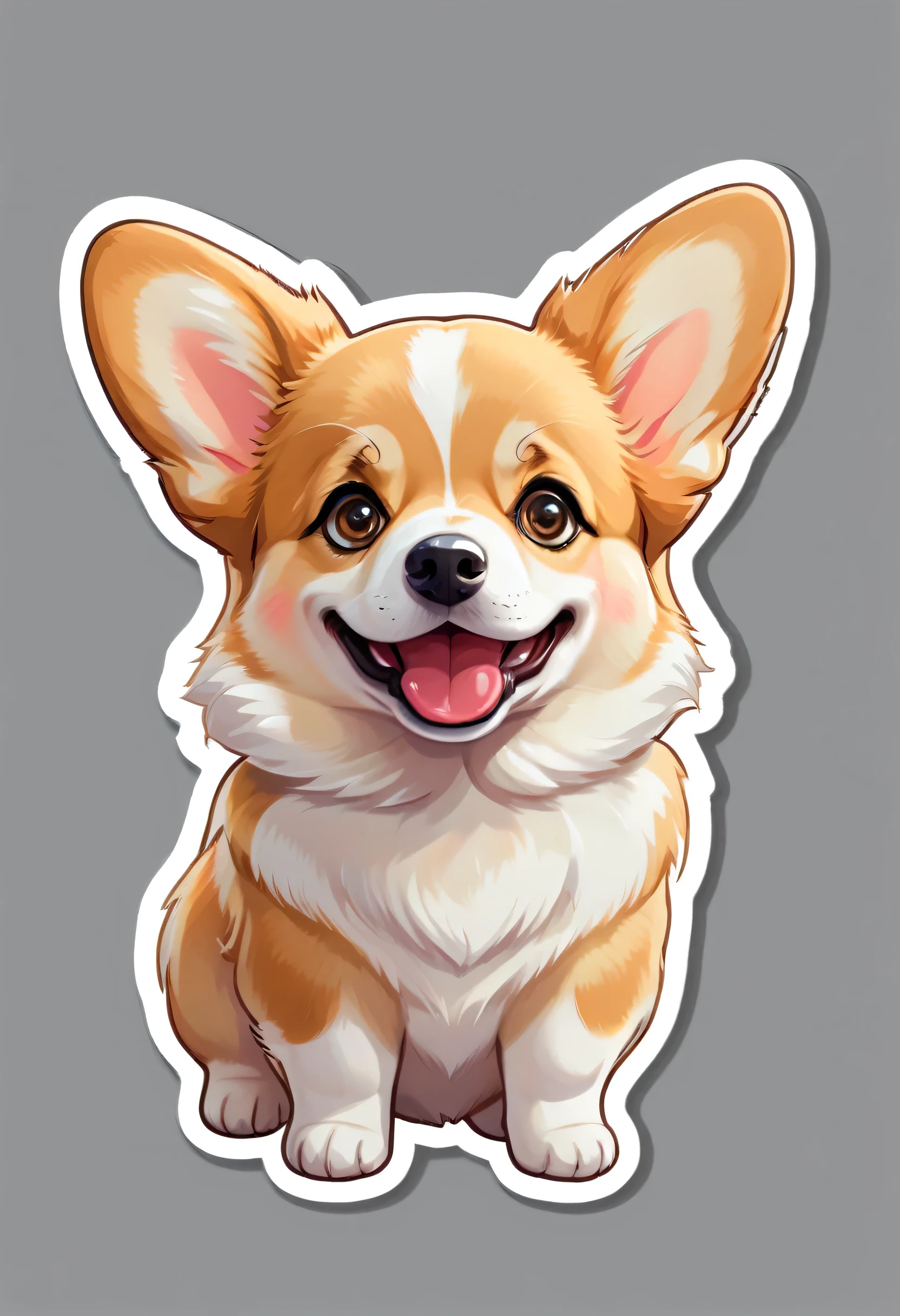 1 sticker, puppy, Welsh Corgi, Round eyes, Cute eyes, Cute gestures, Cute expression, Simple Background