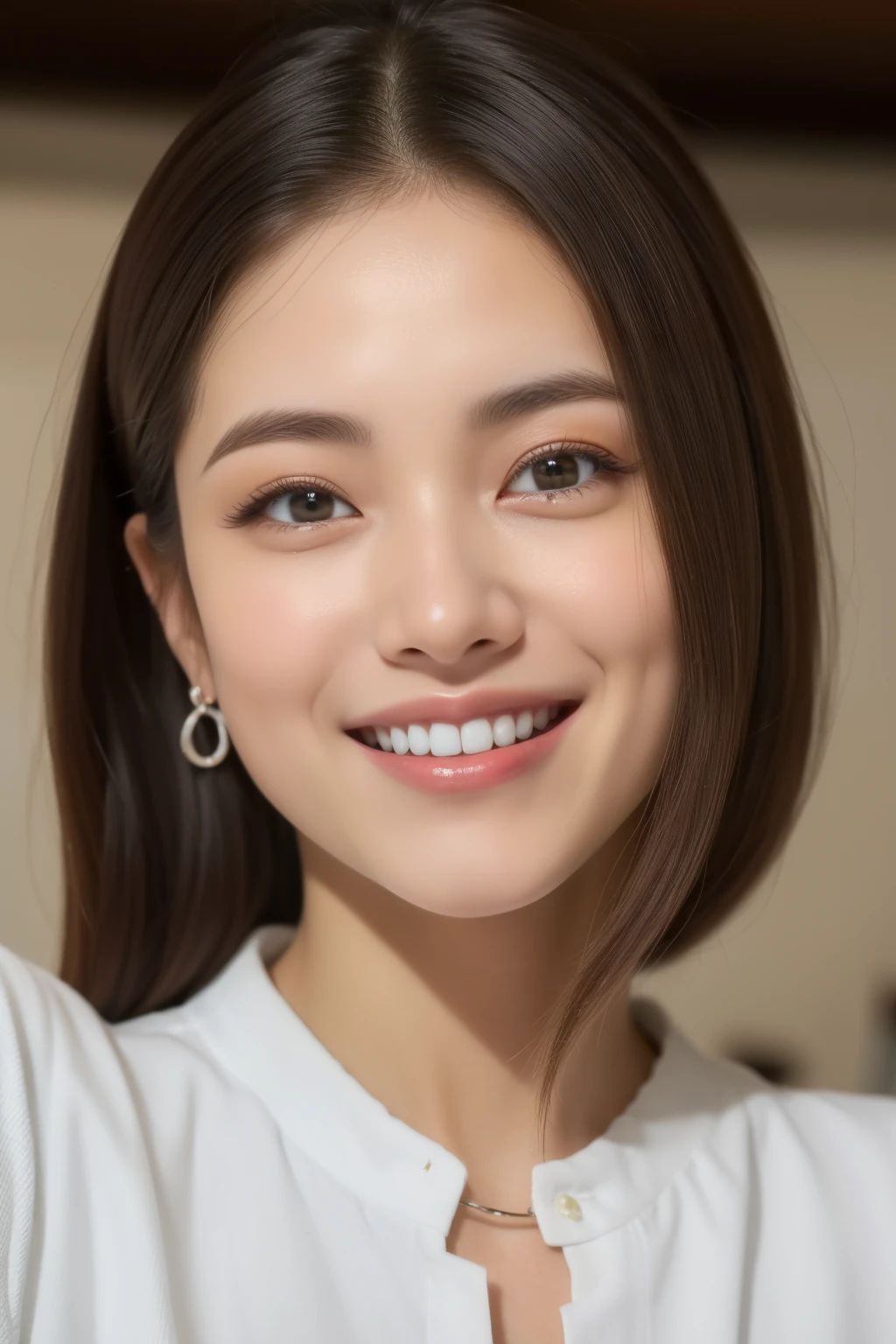 (Maximum quality、8K、obra-prima:1.3)、Lindas mulheres nua com figura perfeita:1.4、cabelo castanho escuro、dezesseis anos de idade、usando um pingente、Vestindo um avental de peitoral branco、Em uma cozinha、rosto e pele extremamente detalhados、Um olho detalhado、Double eyelid、Colossal 、Um sorriso、 E uma virilha aberta