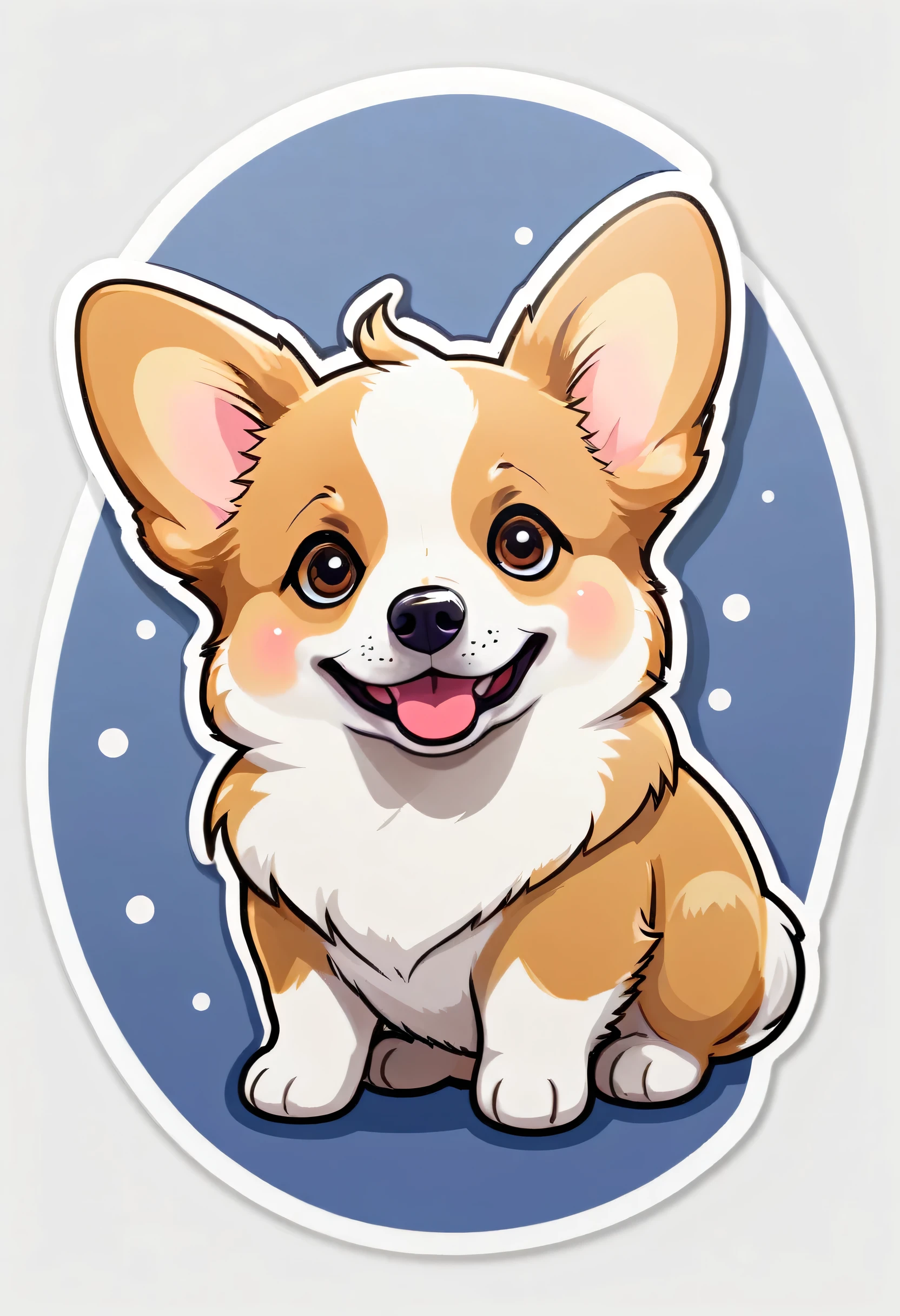 1 sticker, puppy, Welsh Corgi, Round eyes, Cute eyes, Cute gestures, Cute expression, Simple Background