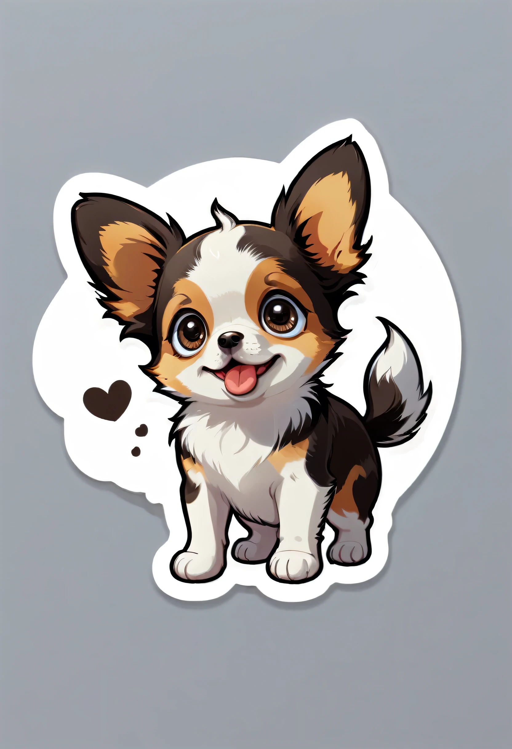 1 sticker, puppy, Papillon, Round eyes, Cute eyes, Cute gestures, Cute expression, Simple Background