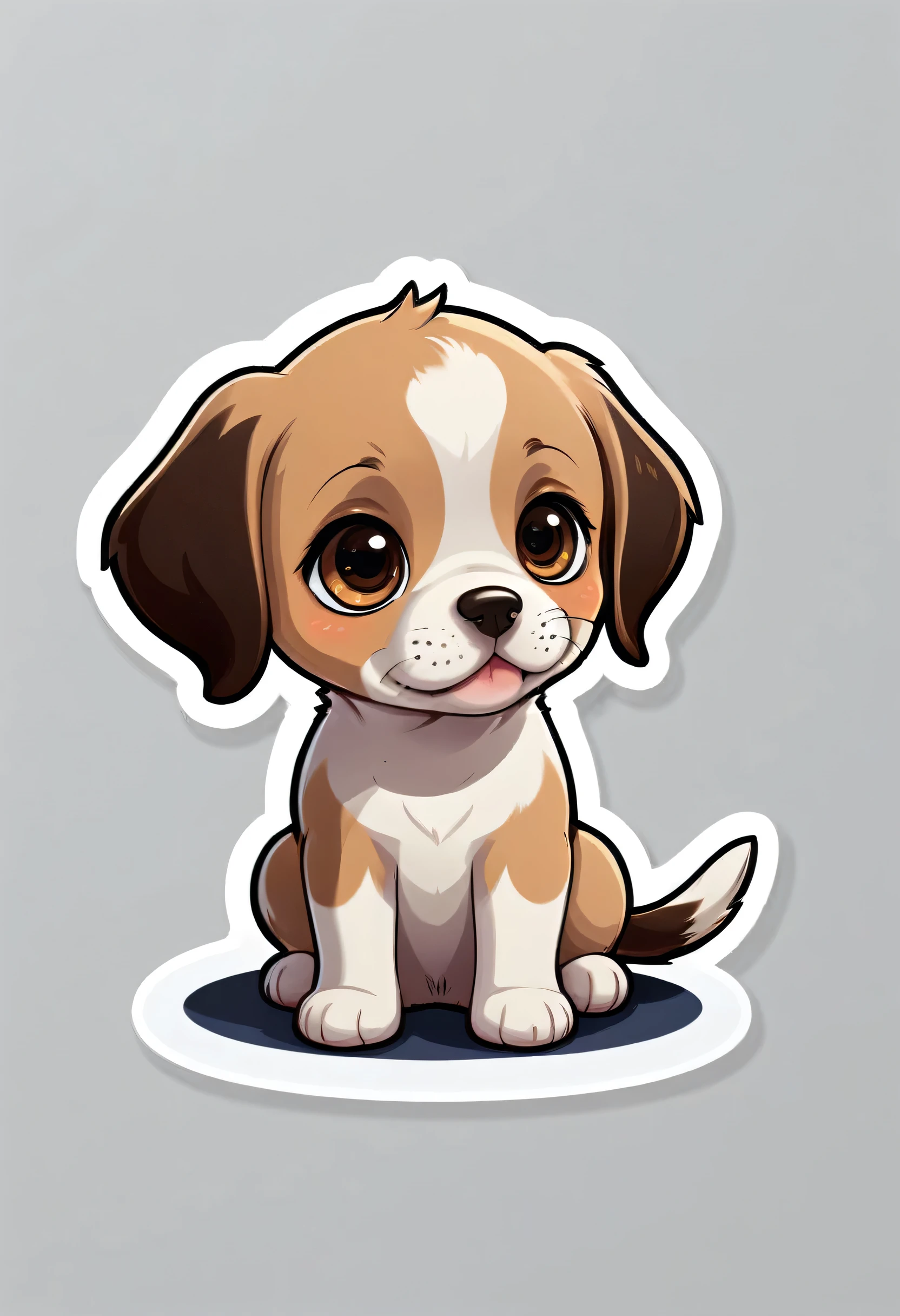 1 sticker, puppy, pointer, Round eyes, Cute eyes, Cute gestures, Cute expression, Simple Background