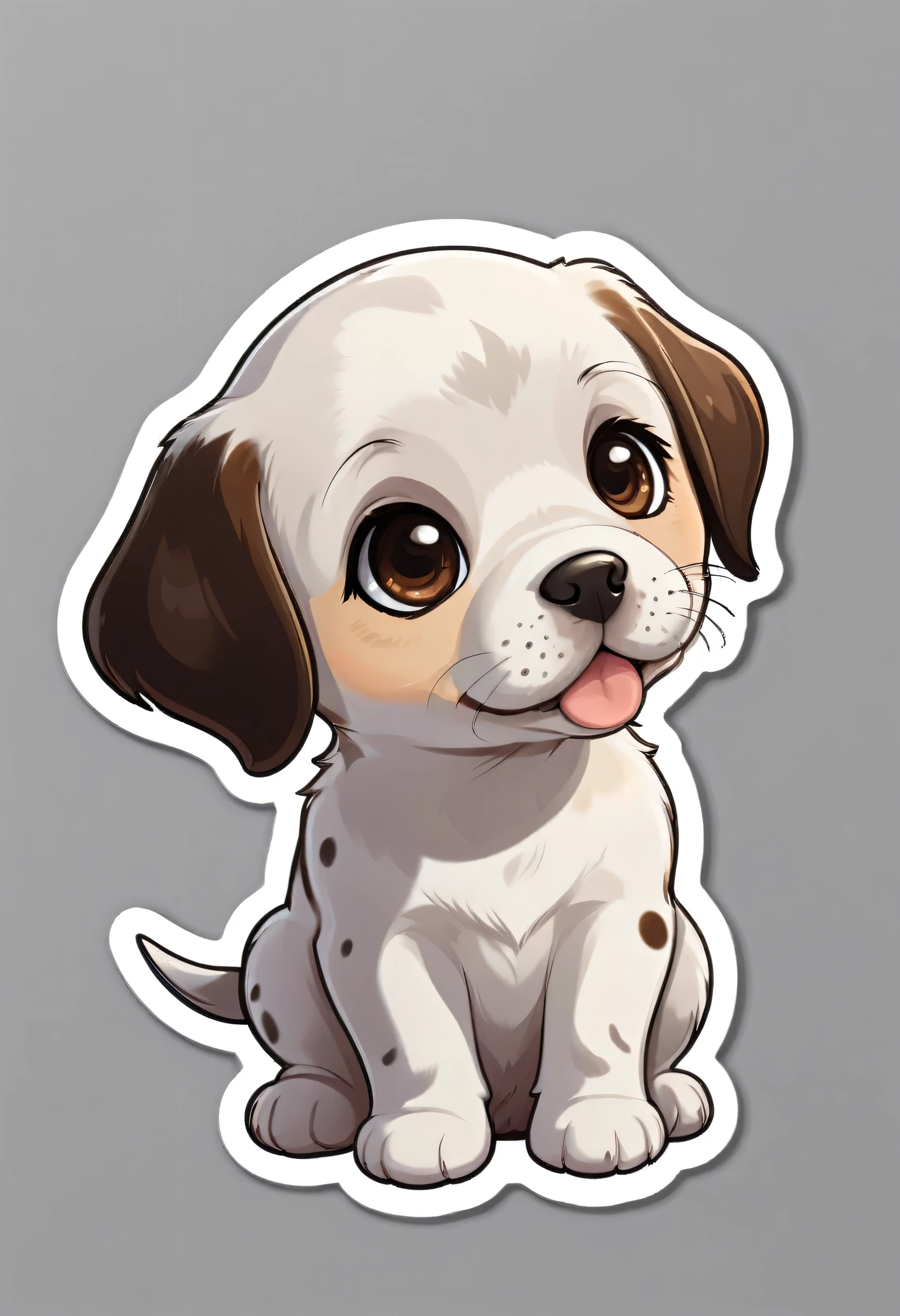 1 sticker, puppy, pointer, Round eyes, Cute eyes, Cute gestures, Cute expression, Simple Background