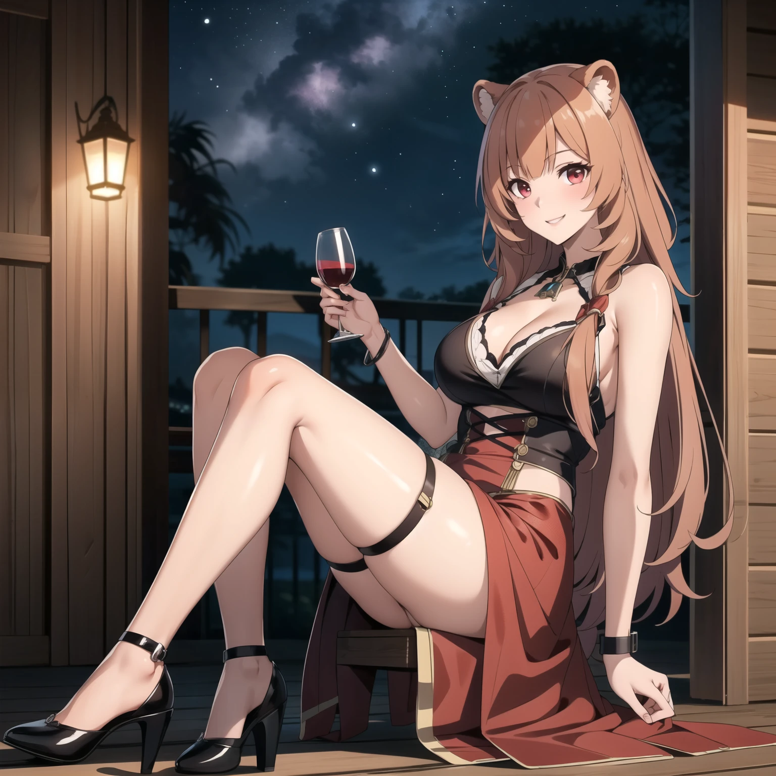 (best quality,4k,8k,highres,masterpiece:1.2),ultra-detailed,bokeh,((face focus,close up,portrait)),
furry,anime,female,anthro,solo,species,two-toned body,long hair,blush,grin,playboy bunny,half opened eyes,open mouth,wavy mouth,sitting on chair,crossed legs,She holds a wine glass filled with red wine in her right hand,bar,