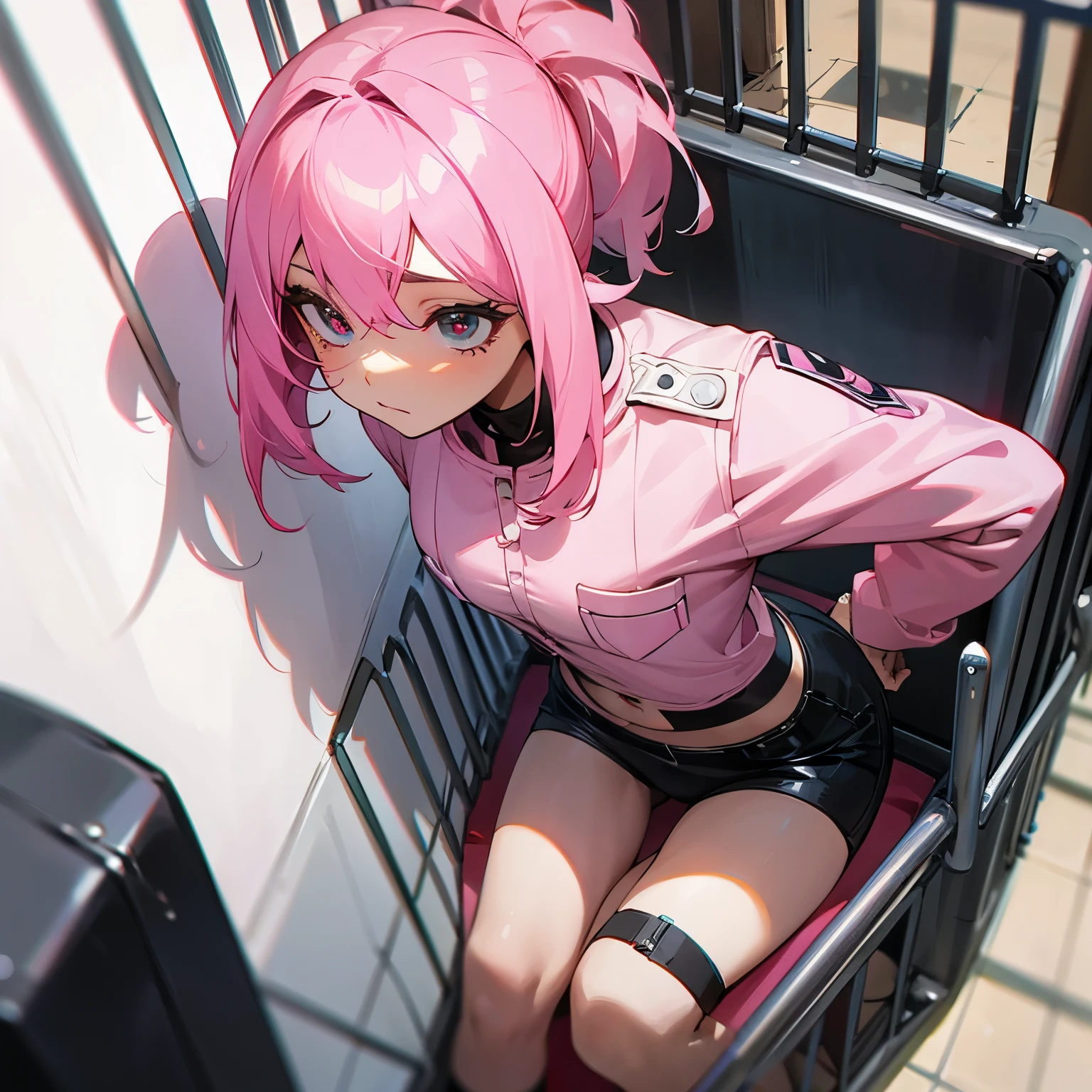 Pink hair girl being arrested and imprisoned