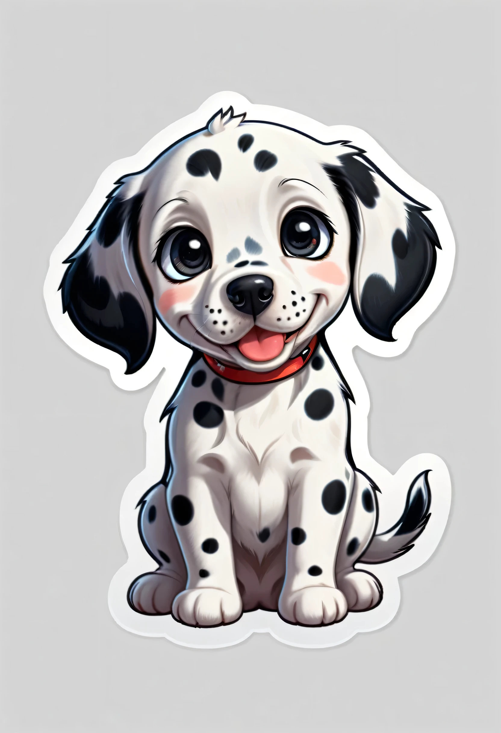 1 sticker, puppy, Dalmatian,  Round eyes, Cute eyes, Cute gestures, Cute expression, Simple Background