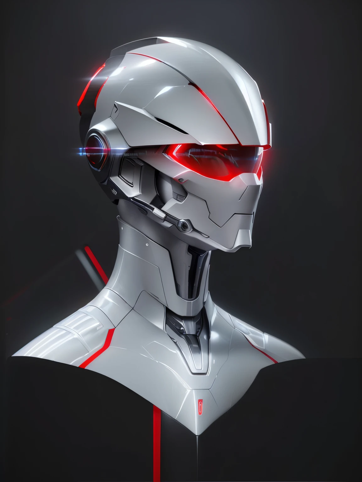 Transparent Red Glossy inner lights and carbon fiber suit simple crisp shapes complex detailed red shade visor hyper realist character design master art piece in soft ambient rim light cinematic compose 3D anthitype anarchist sharp focus render 35mm lens