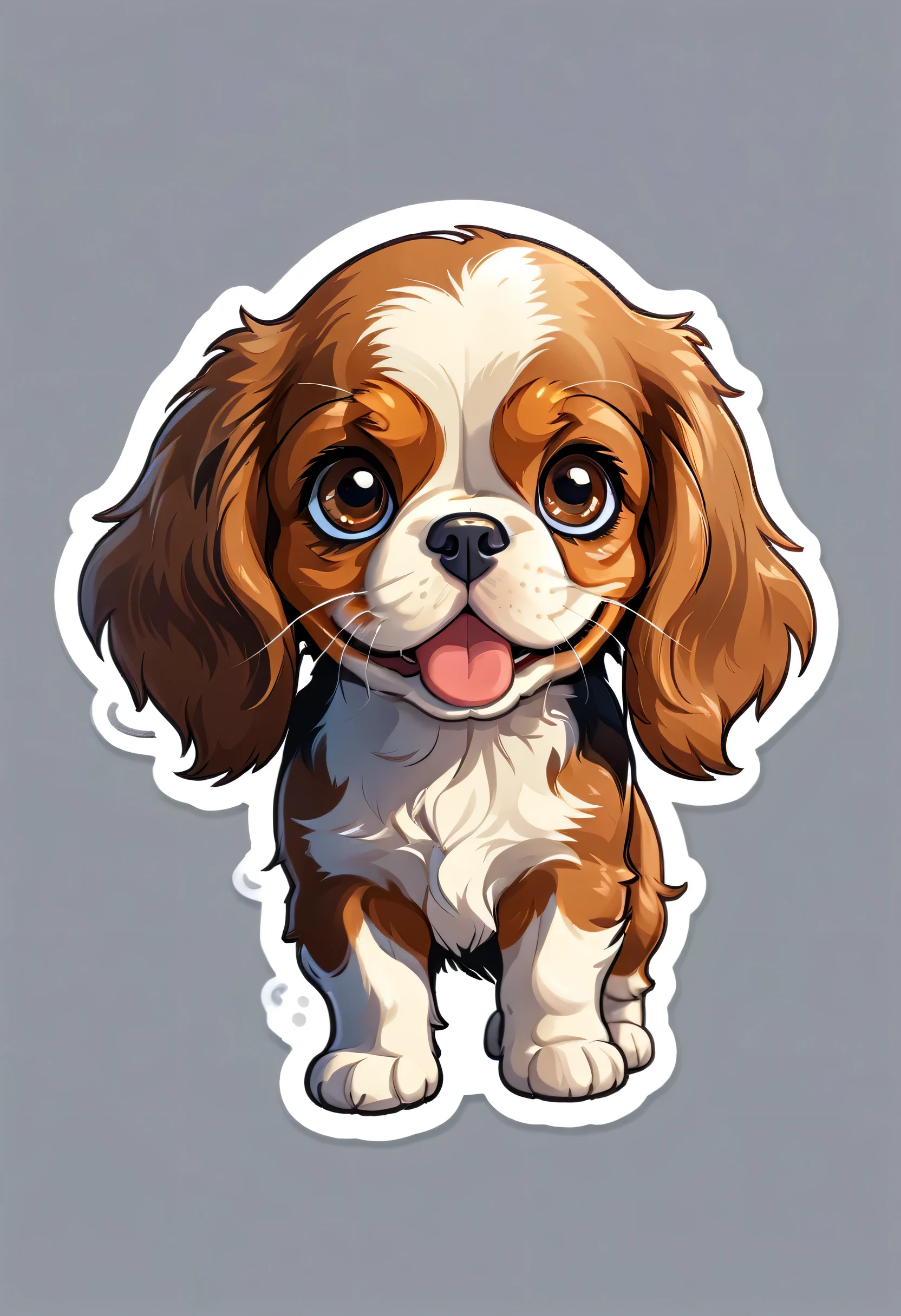 1 sticker, puppy, cavalier king charles spaniel ,  Round eyes, Cute eyes, Cute gestures, Cute expression, Simple Background