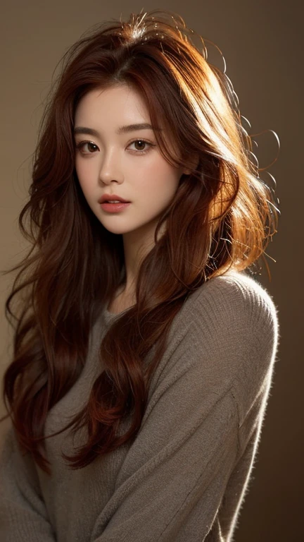 Short but voluminous red hair like a lion'mane,full nude,