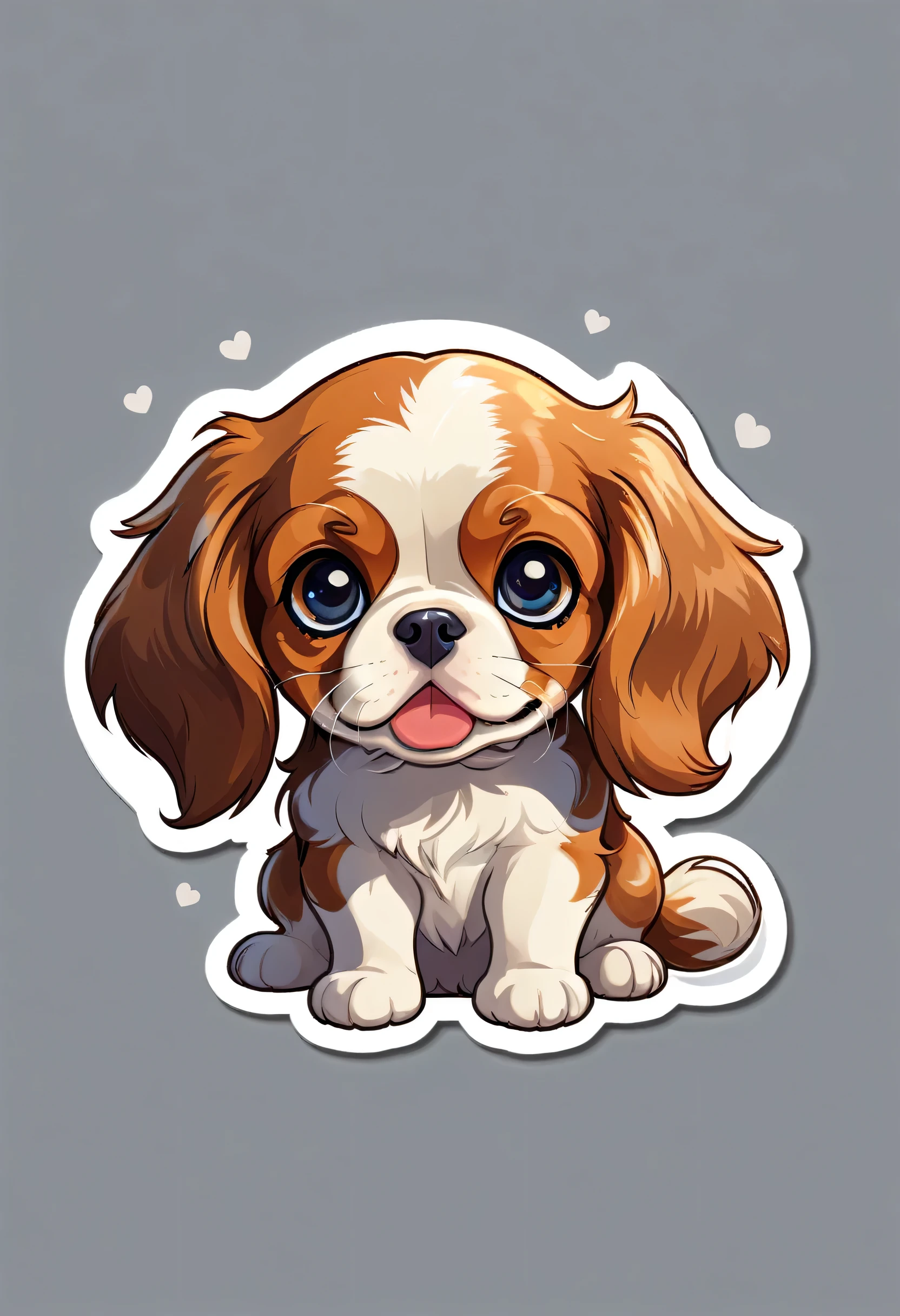 1 sticker, puppy, cavalier king charles spaniel ,  Round eyes, Cute eyes, Cute gestures, Cute expression, Simple Background