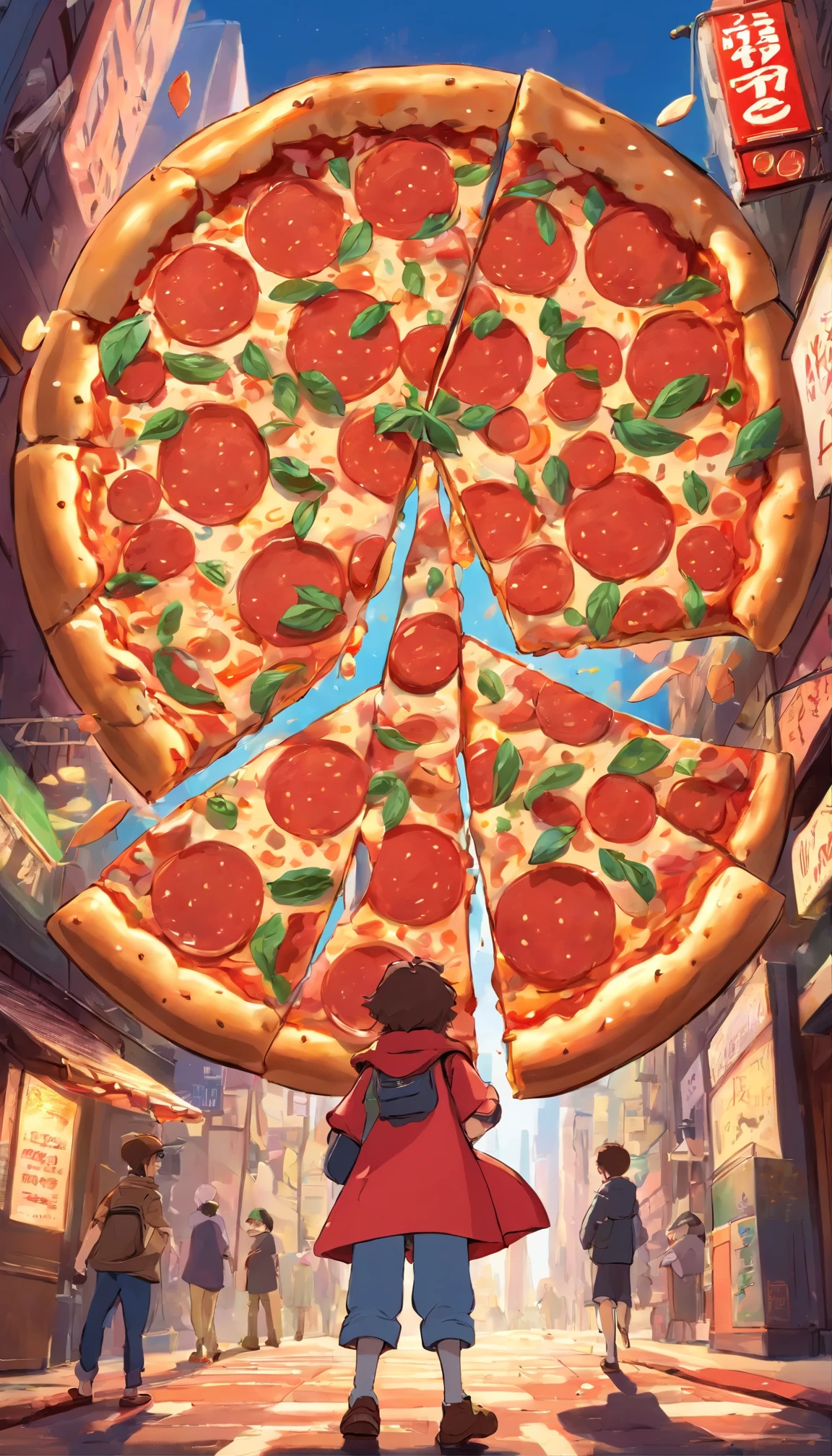 whimsical cartoon NYC Style Pepperoni Pizza