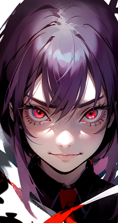 Anime Girl,, A sarcastic smile,Bright red eyes,teeth, Detailed anime art digital, Yandere intrincado, Black shirt, Red tie, contour,Gapmoe Yandere, 光秃秃的teeth流口水, Yandere, Clean and detailed anime art, Gapmoe Yandere Grimdark, Detailed anime art, Poca Maguca, highly detailed angry anime face, Retrato Gapmoe Yandere Grimdark, fear!! Very detailed
