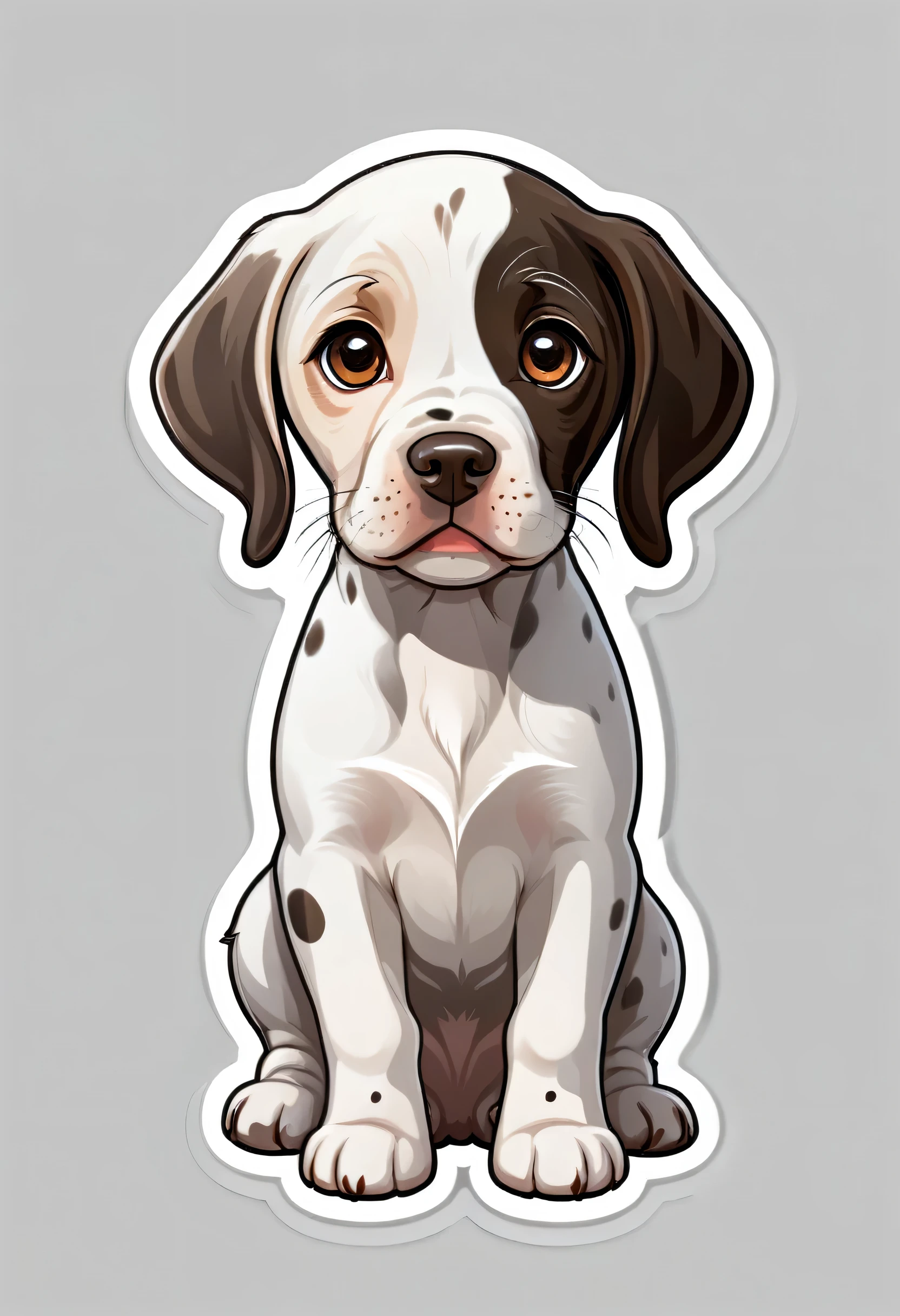 1 sticker, puppy, English Pointer, Round eyes, Cute eyes, Cute gestures, Cute expression, Simple Background