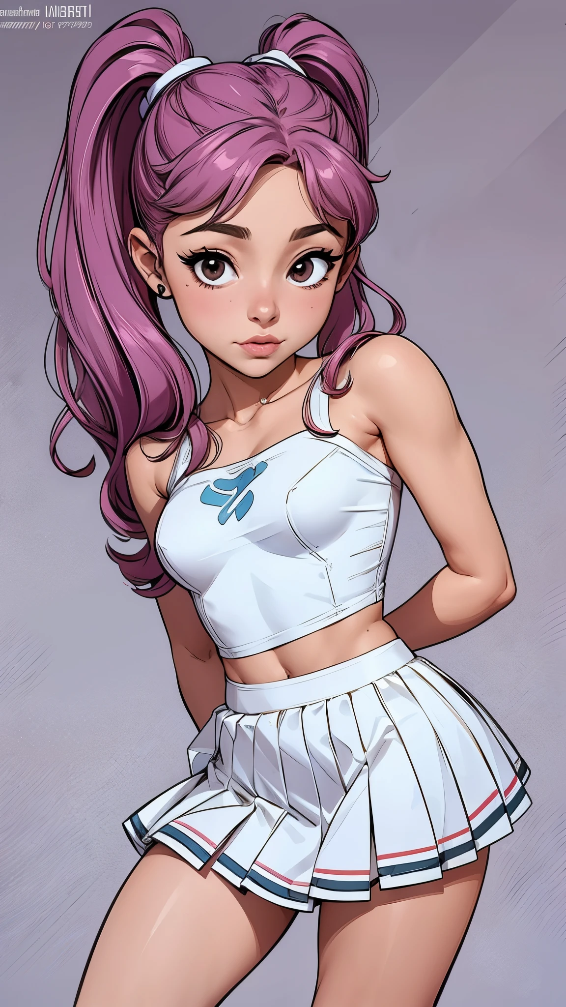 mexxlineart,(lineart:1.2),illustration Ariana Grande on miniskirt, top ajustado,