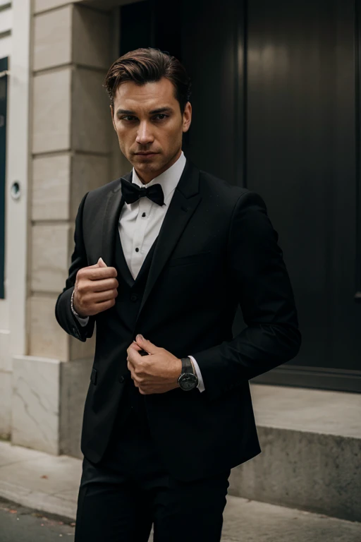 Man in black suit and watch