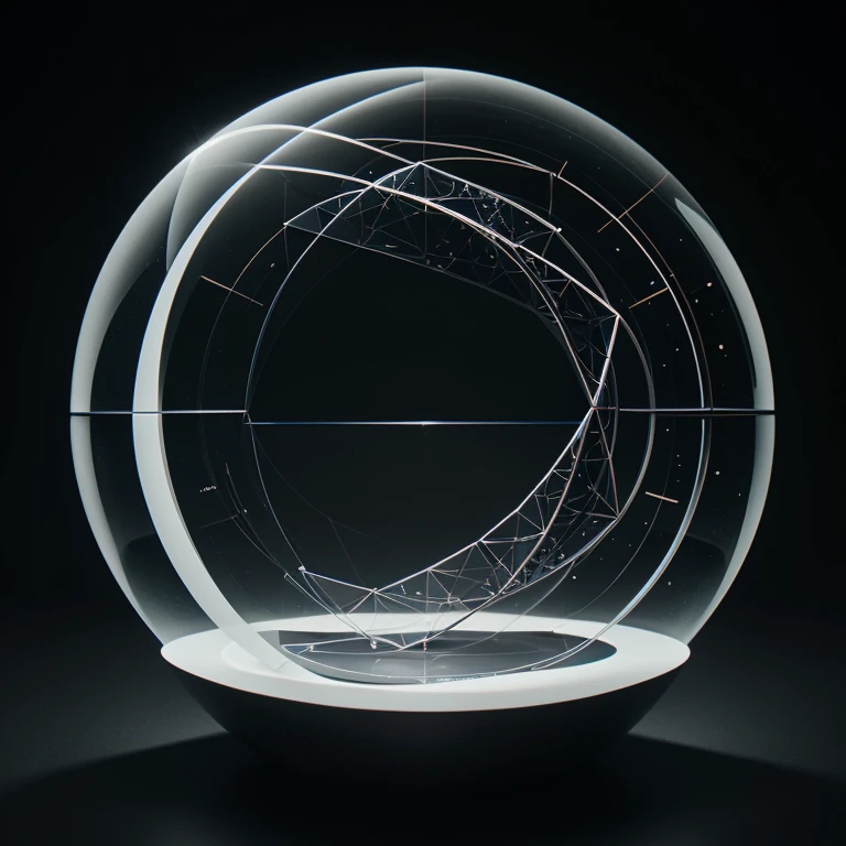 Create a profile picture featuring a blend of intricate physics formulas and various geometric shapes. The image should have a sophisticated and academic aesthetic, with the formulas elegantly integrated into the design. The geometric shapes should include spheres, cubes, pyramids, and other three-dimensional figures, depicted in a visually appealing and harmonious arrangement. Use a dark background to highlight the white or neon-colored formulas and shapes, giving the image a modern and intelligent feel.
