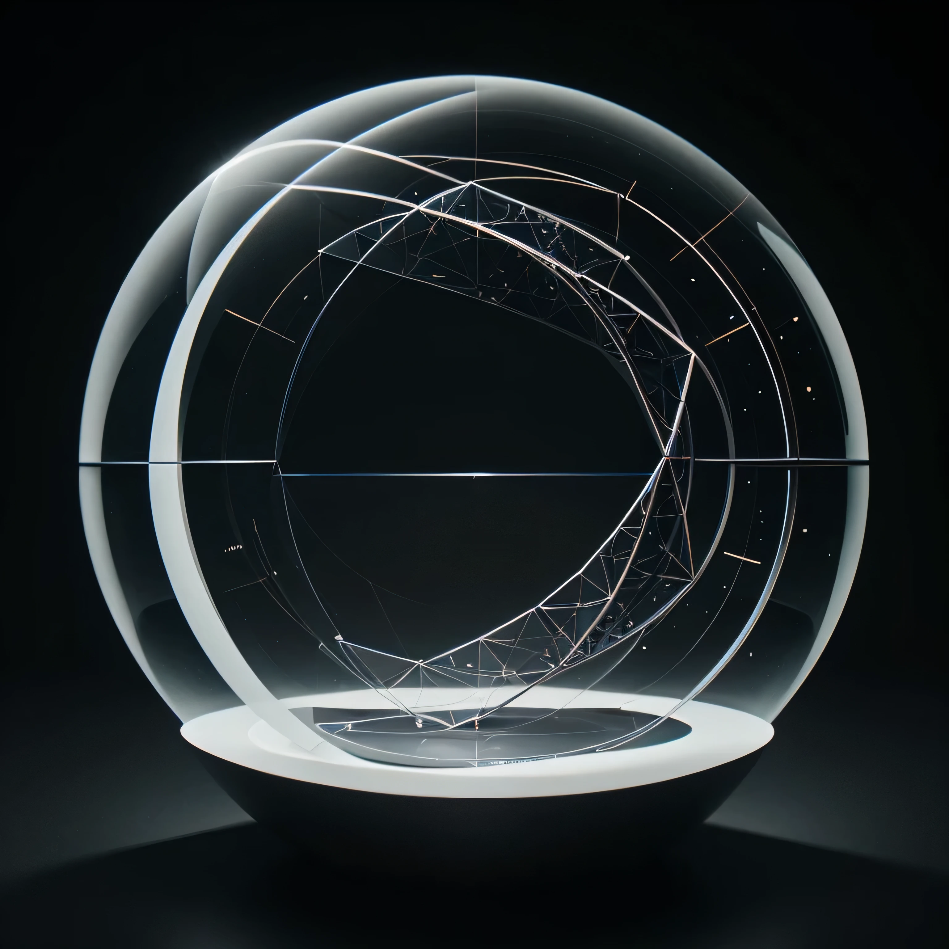 Create a profile picture featuring a blend of intricate physics formulas and various geometric shapes. The image should have a sophisticated and academic aesthetic, with the formulas elegantly integrated into the design. The geometric shapes should include spheres, cubes, pyramids, and other three-dimensional figures, depicted in a visually appealing and harmonious arrangement. Use a dark background to highlight the white or neon-colored formulas and shapes, giving the image a modern and intelligent feel.