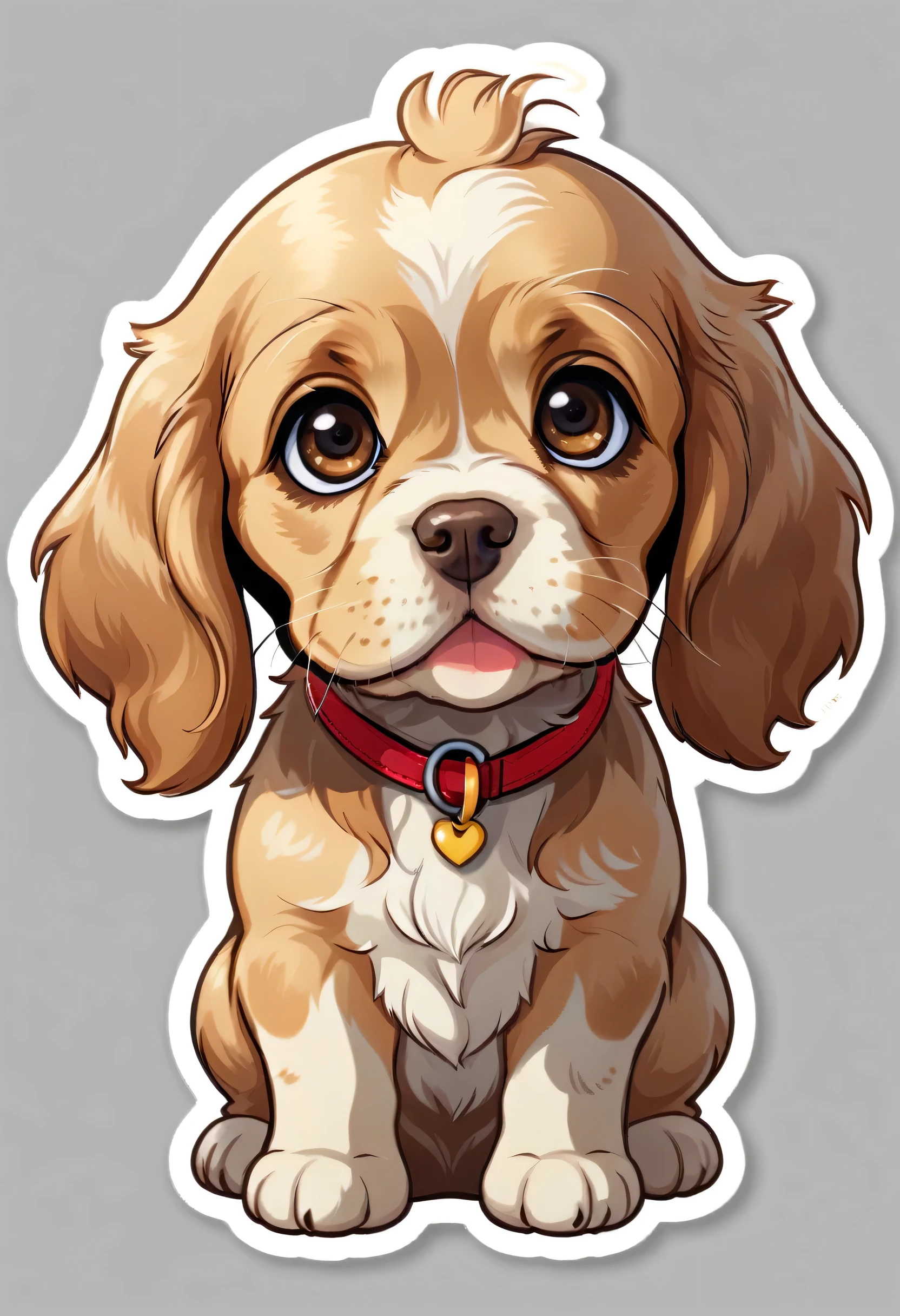 1 sticker, puppy, american cocker spaniel , Round eyes, Cute eyes, Cute gestures, Cute expression, Simple Background